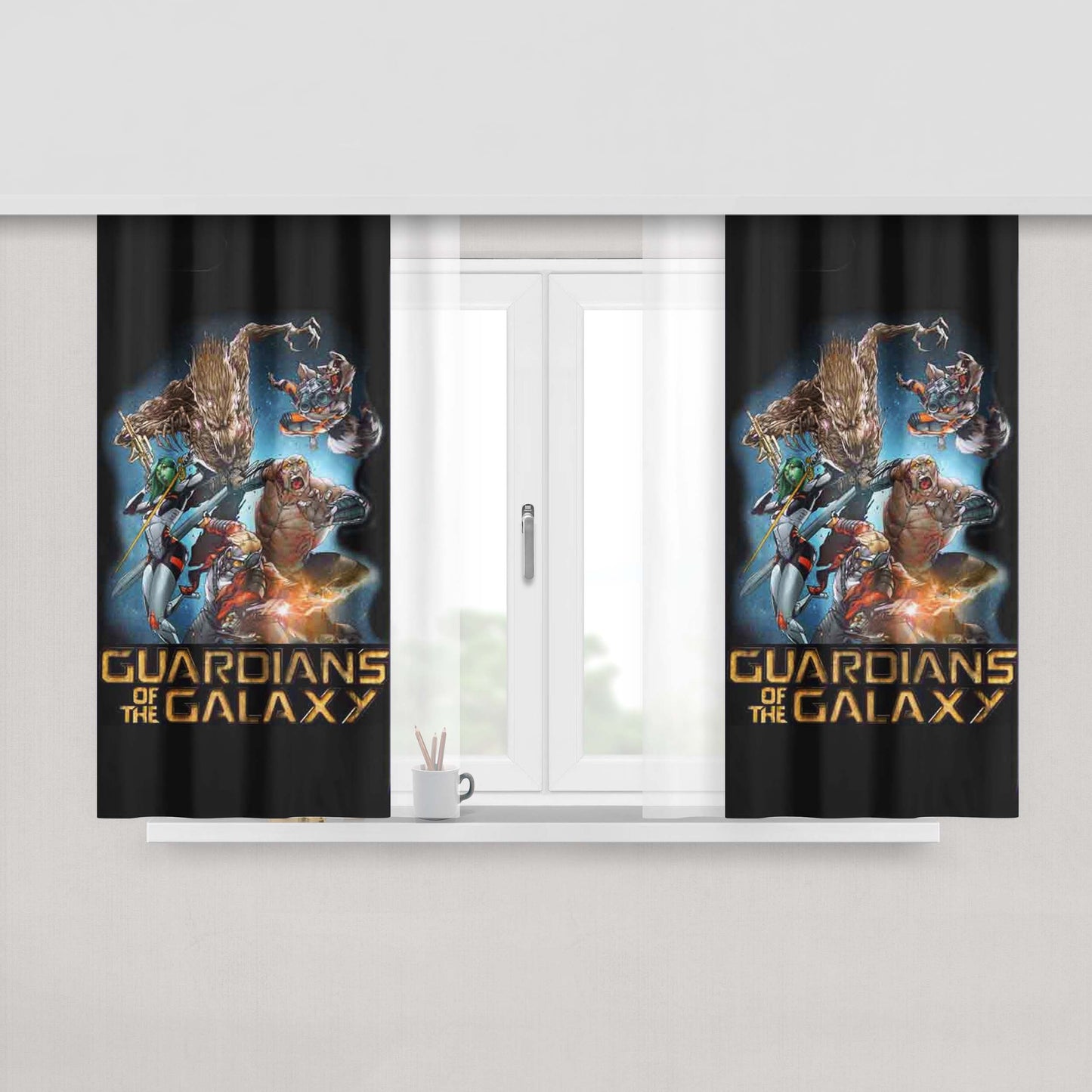 Guardian Of The Galaxy Poster Peach Skin Window Curtains