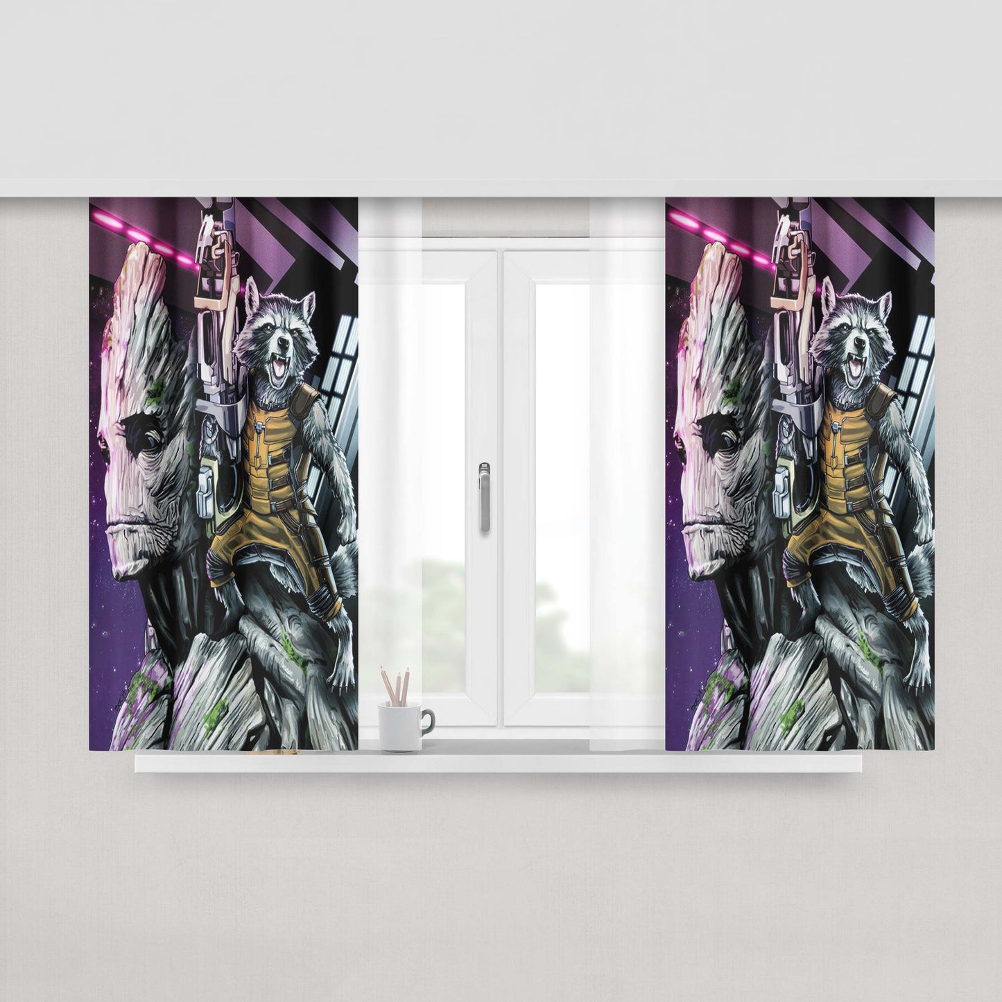 Guardians Poster Art Killing Peach Skin Window Curtains
