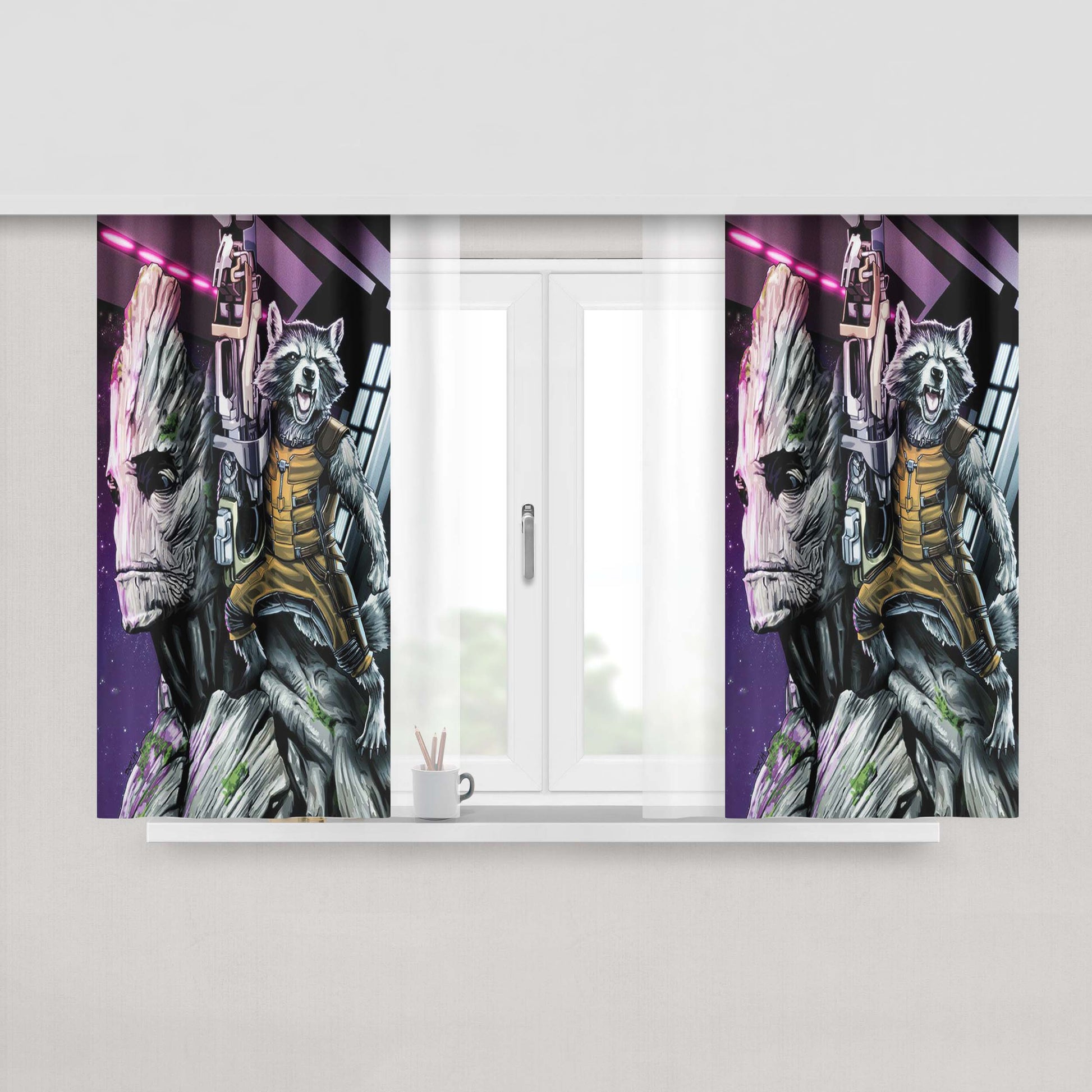 Guardians Poster Art Killing Peach Skin Window Curtains