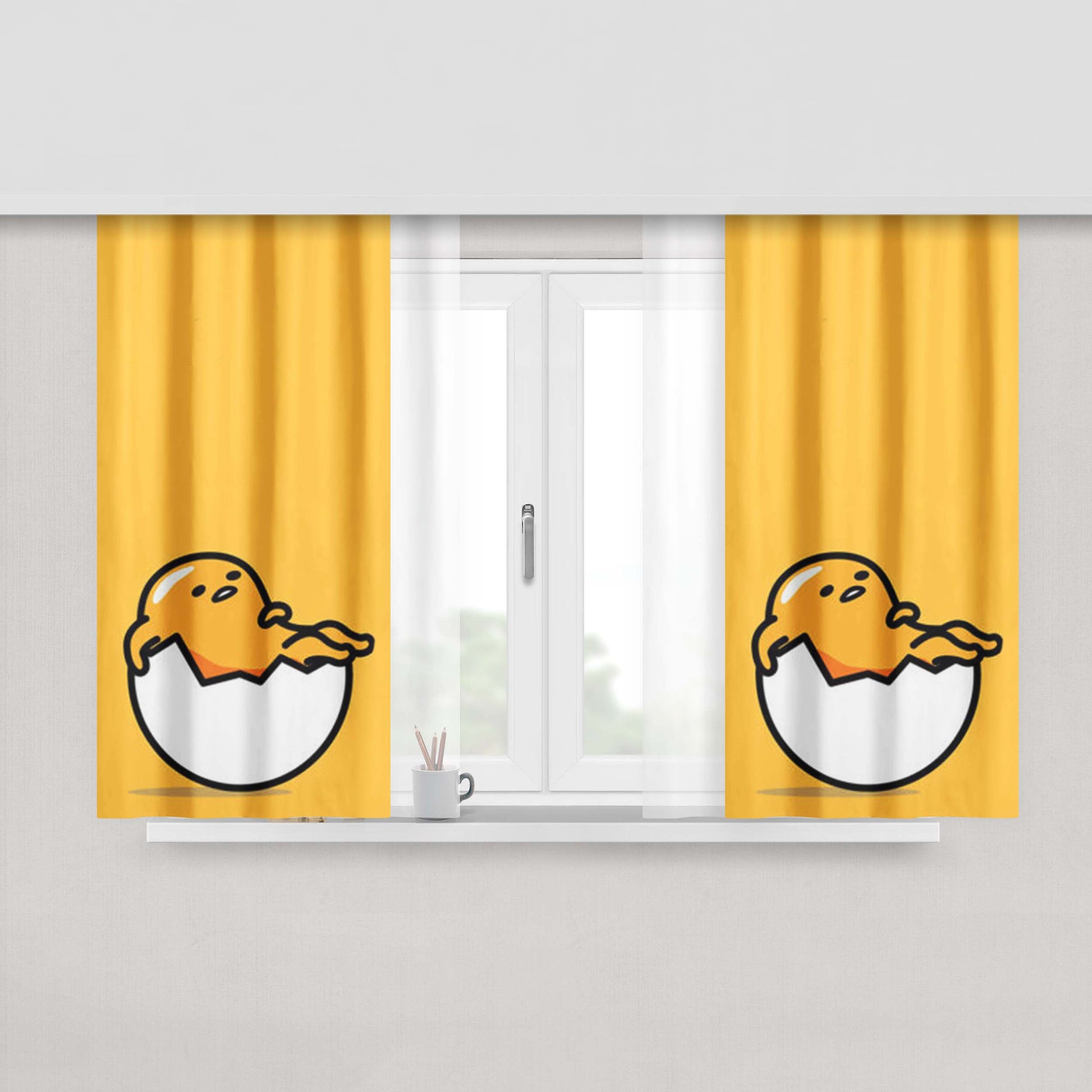 Gudetama Egg Slim Peach Skin Window Curtains