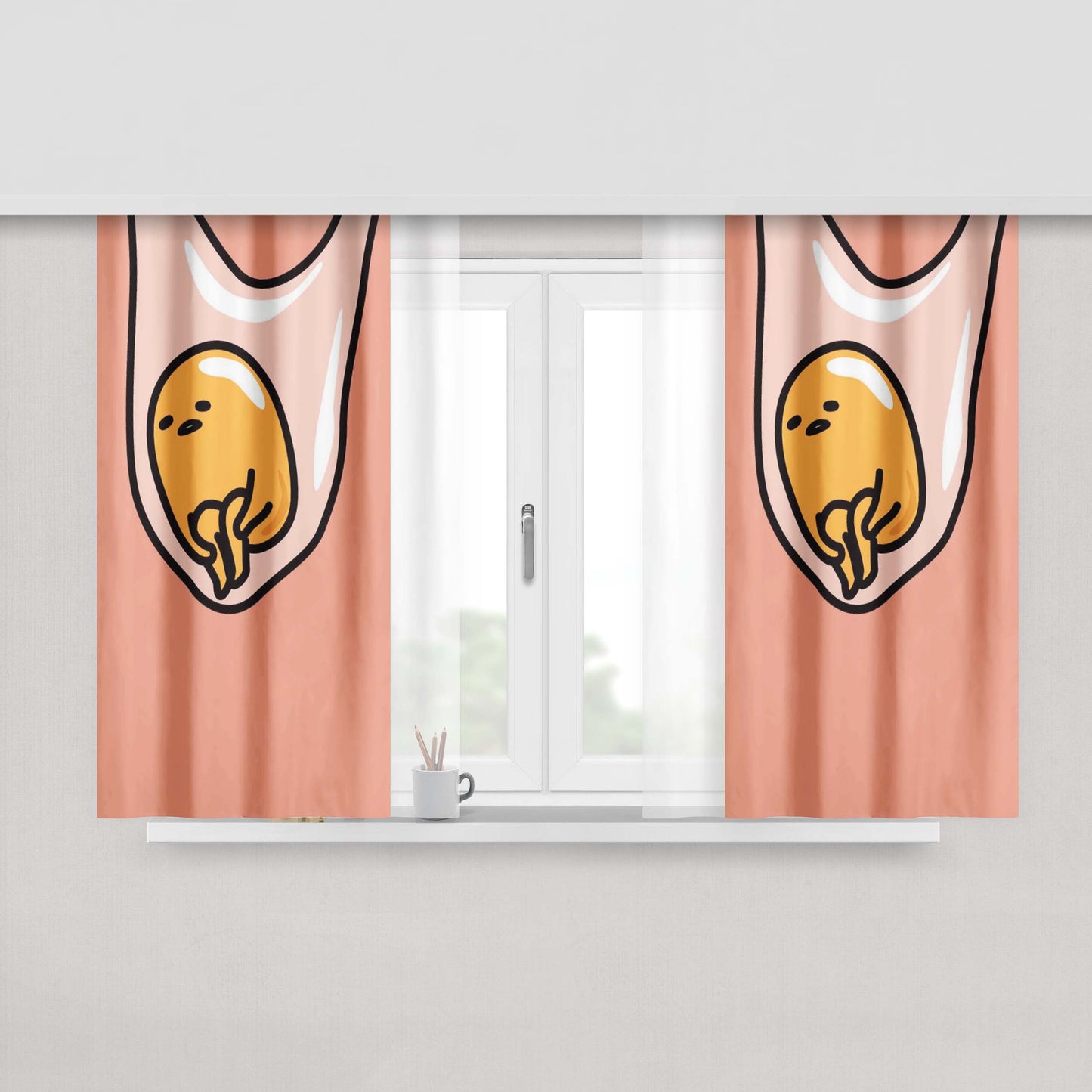 Gudetama Egg Peach Skin Window Curtains