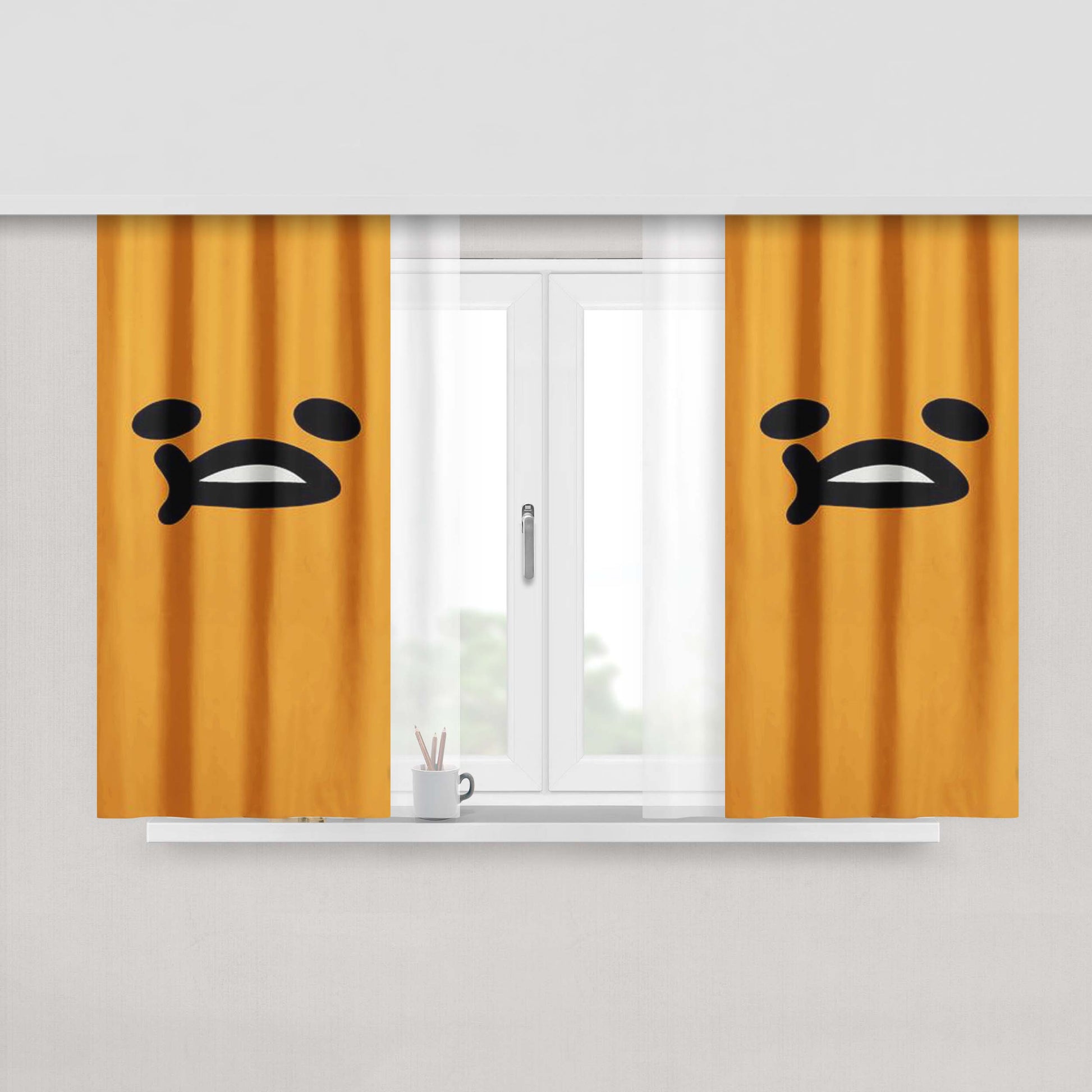 Gudetama Face Peach Skin Window Curtains