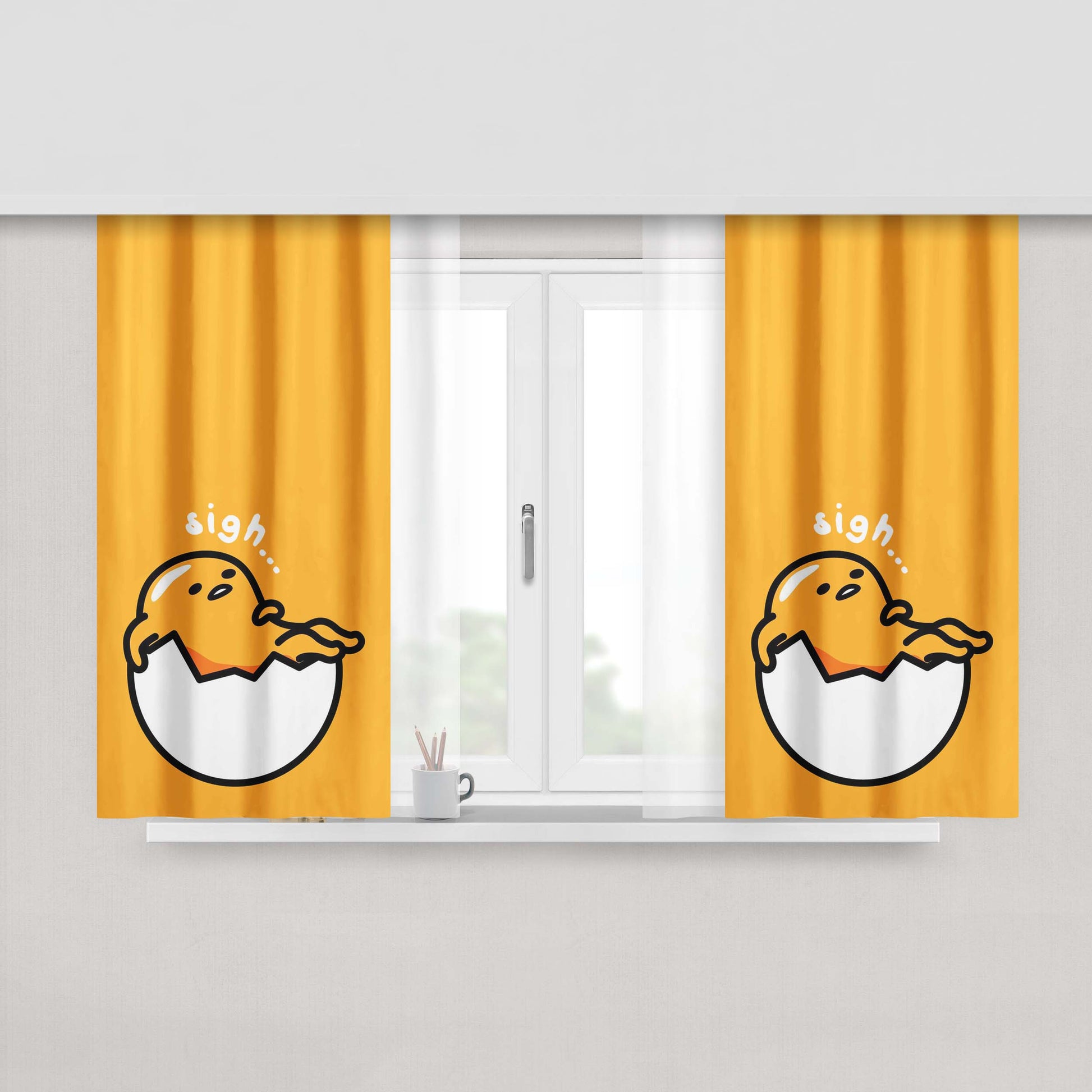 Gudetama Sigh Lazy Egg Peach Skin Window Curtains