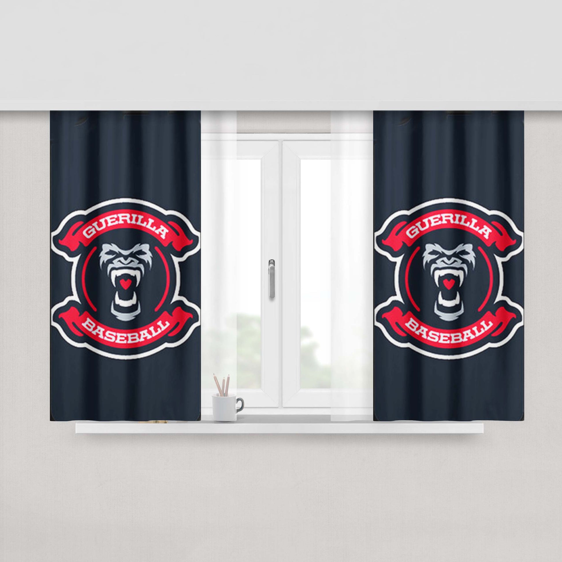 Guerilla Baseball Team Logos Peach Skin Window Curtains