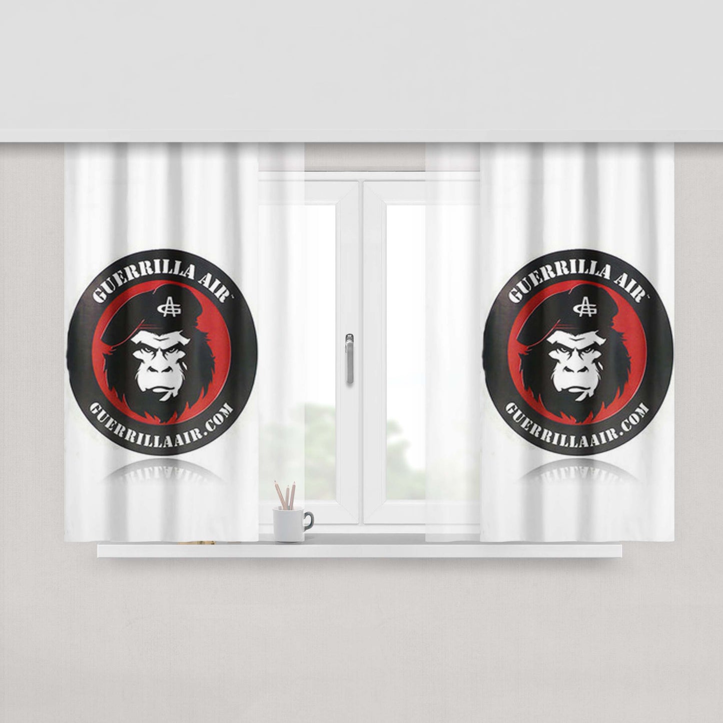 Guerrilla Air Logo Peach Skin Window Curtains