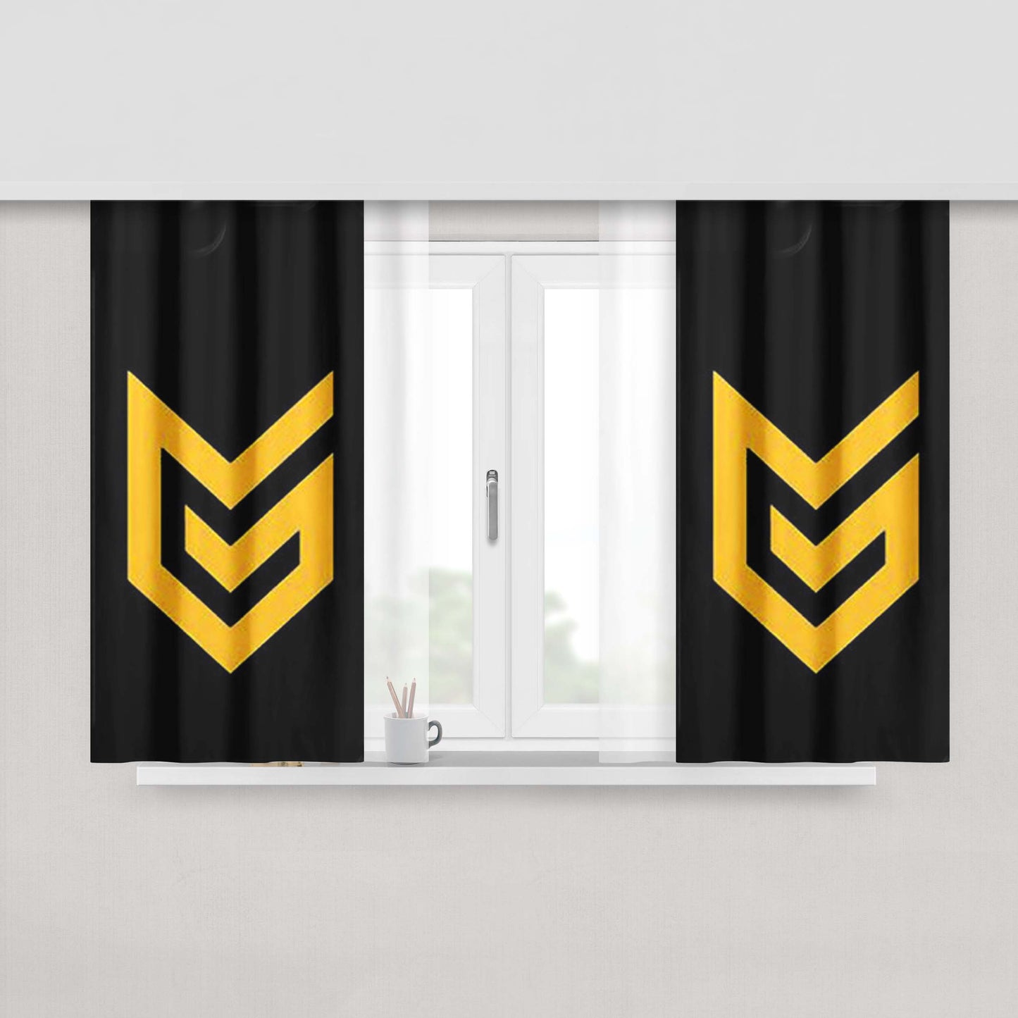 Guerrilla Games Logo Simple Peach Skin Window Curtains