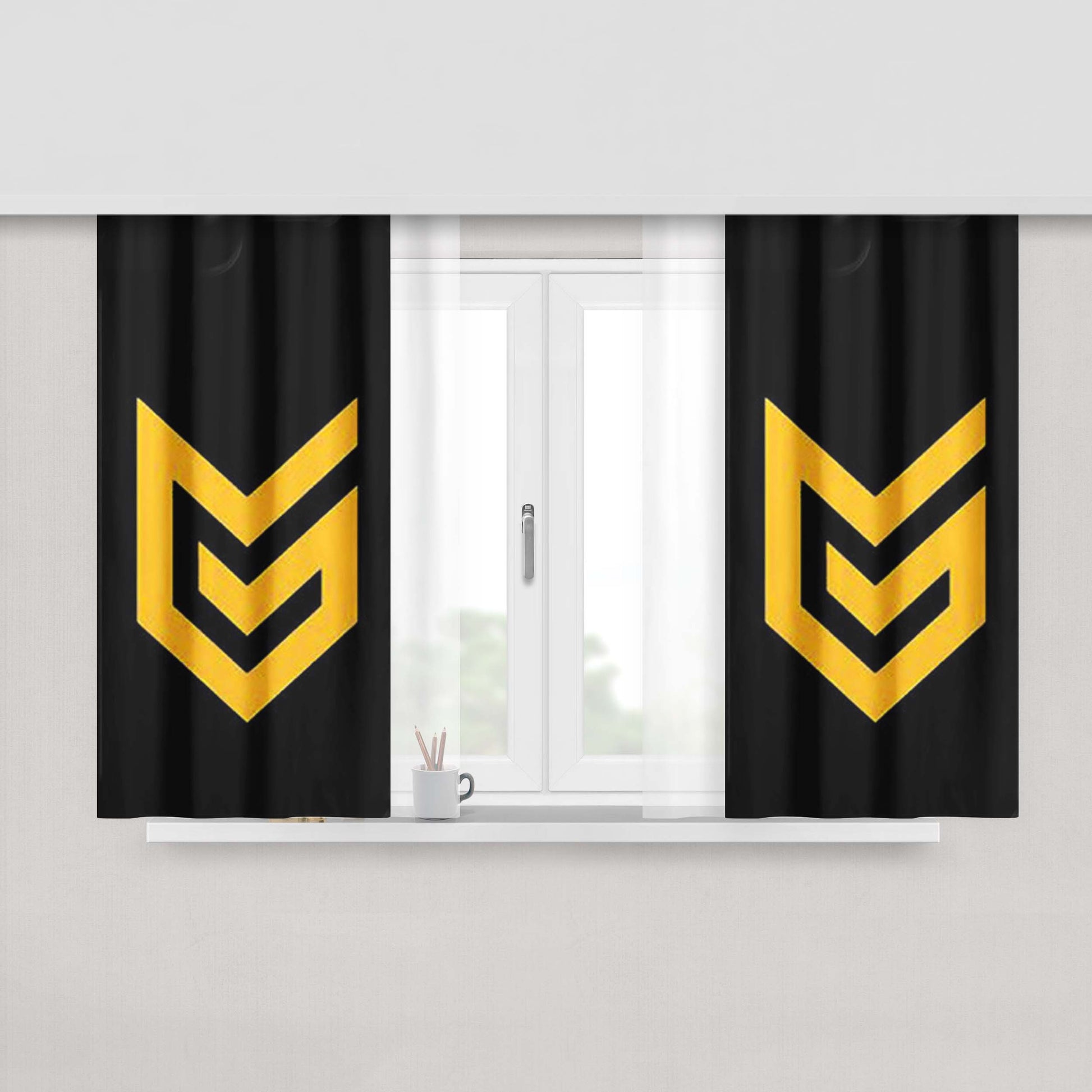 Guerrilla Games Logo Simple Peach Skin Window Curtains