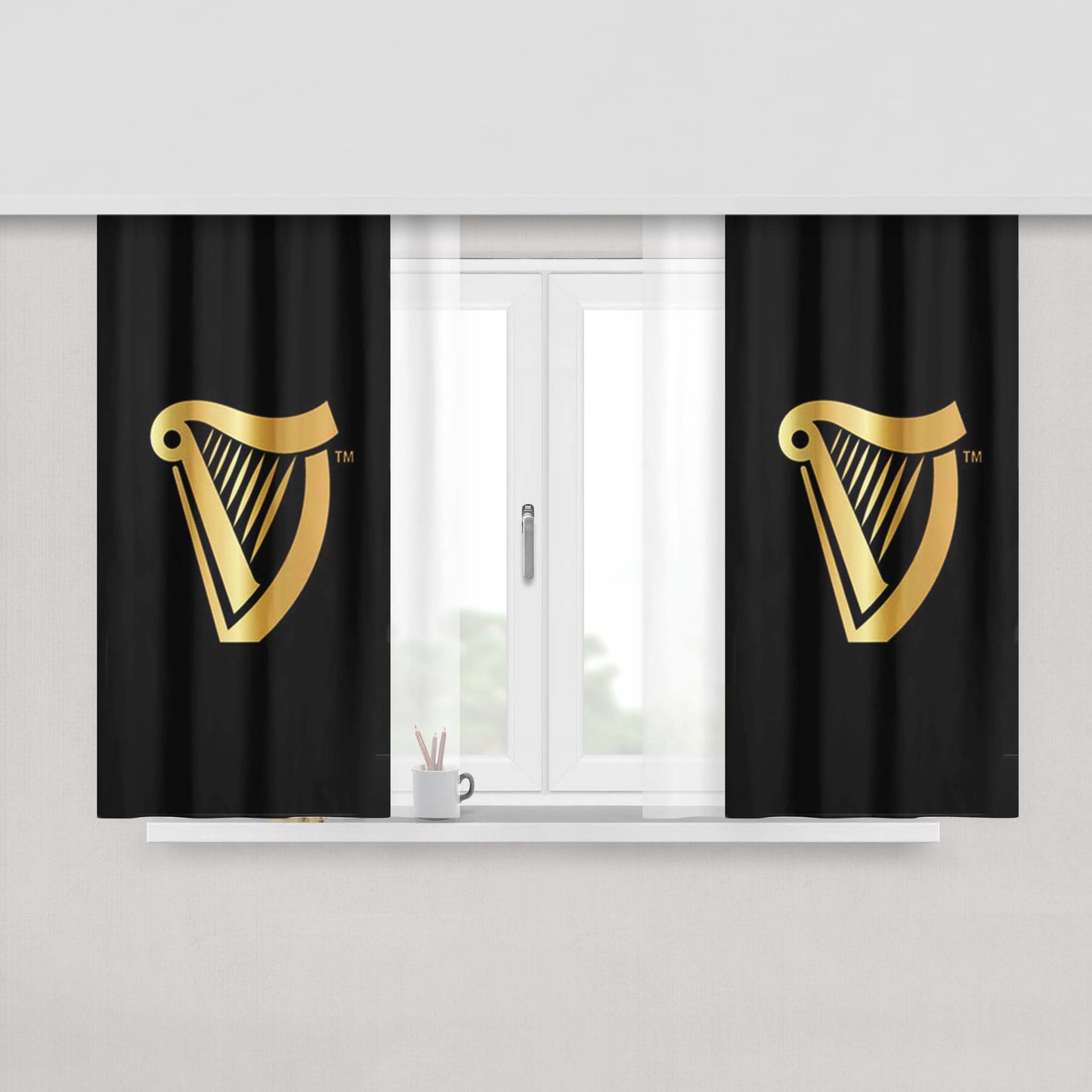 Guinness Logo Black Peach Skin Window Curtains