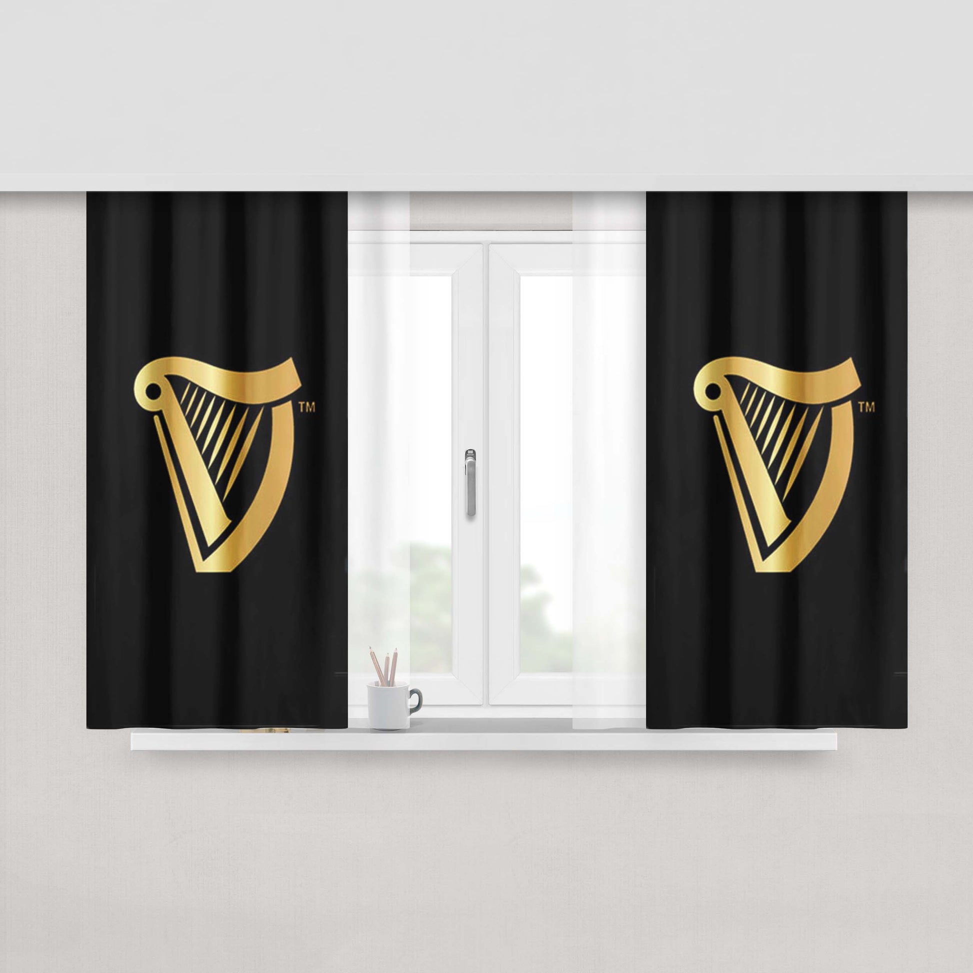 Guinness Logo Black Peach Skin Window Curtains