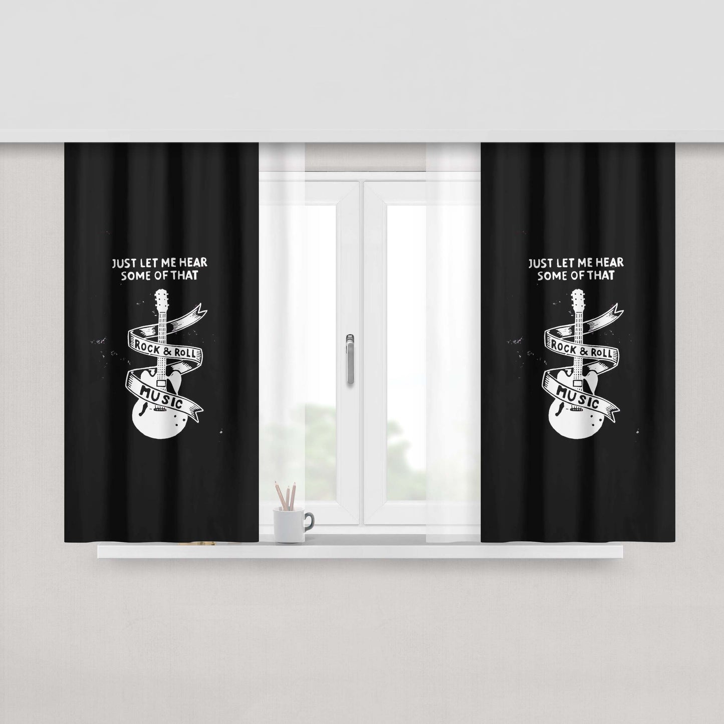 Guitar Quotes Wallp Peach Skin Window Curtains