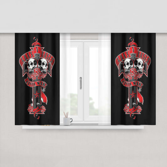 Guns N Roses Logo Fabric Window Curtains