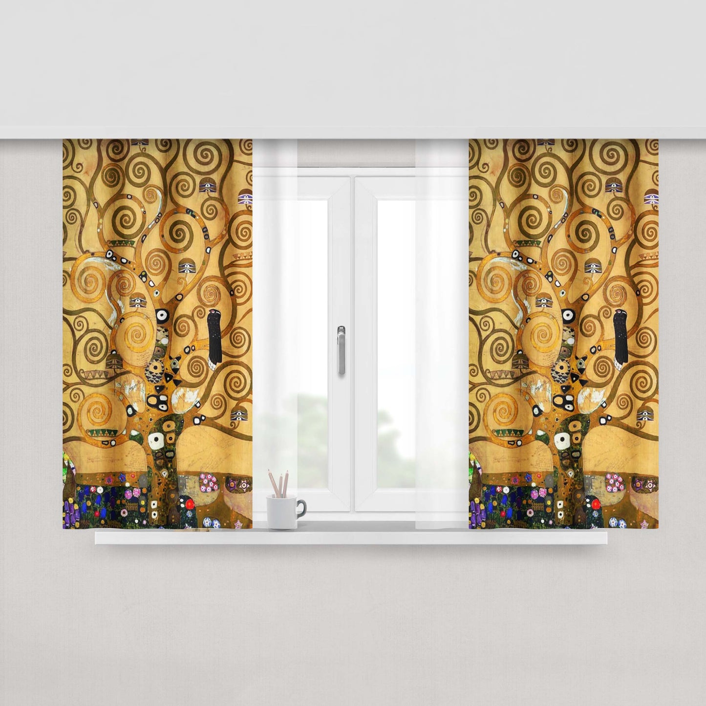 Gustav Klimt Tree Of Life Fabric Window Curtains