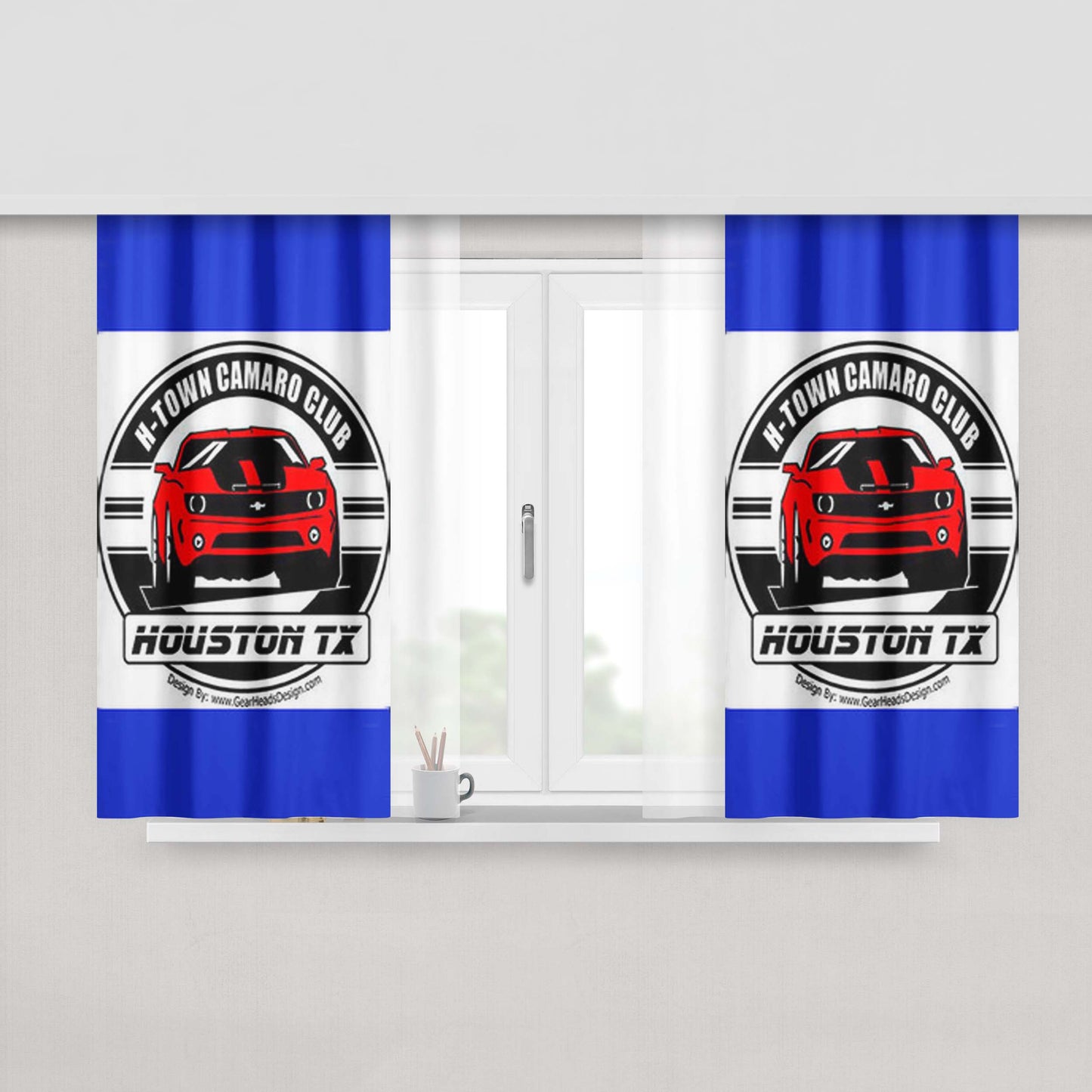 H Town Camaro Club Fabric Window Curtains