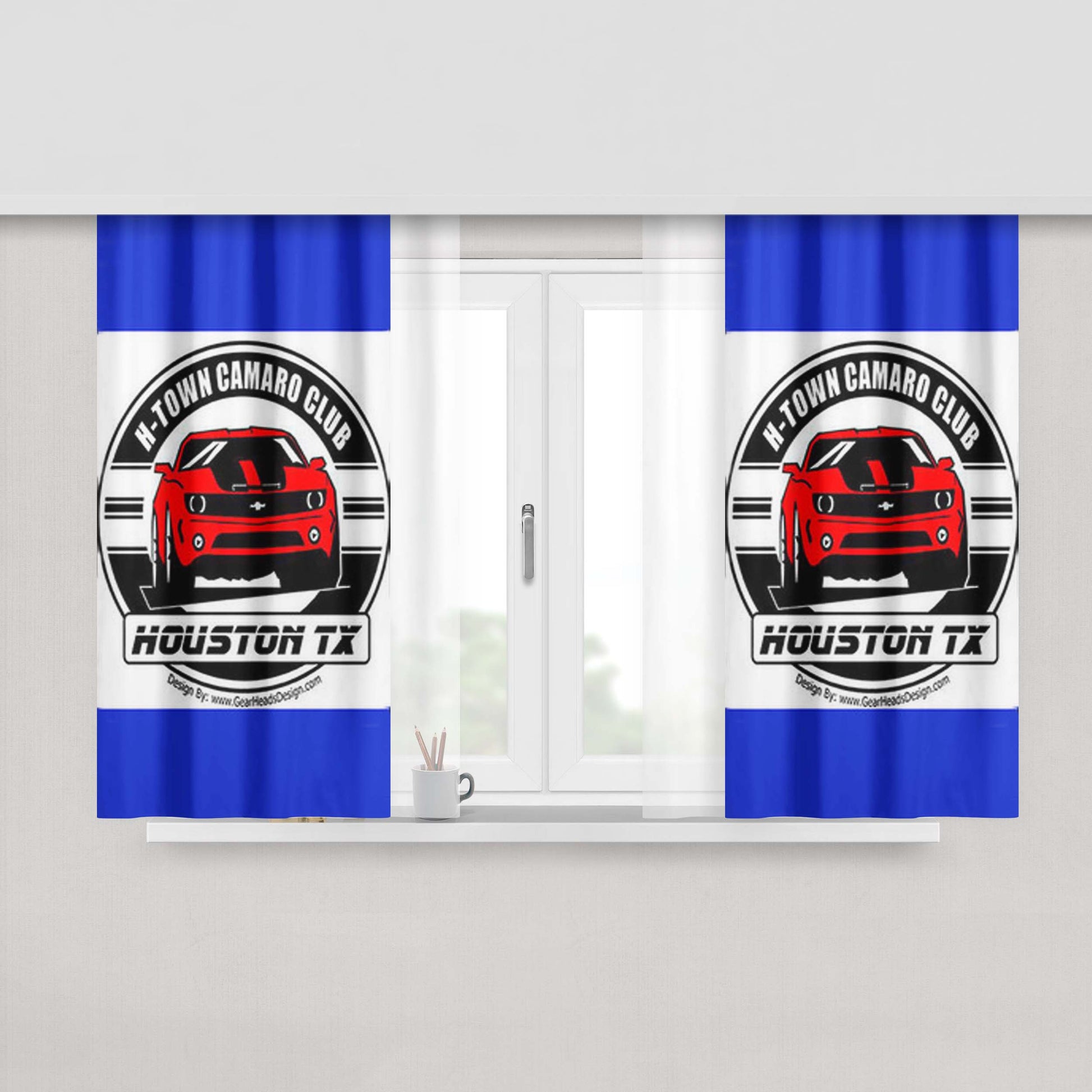 H Town Camaro Club Fabric Window Curtains