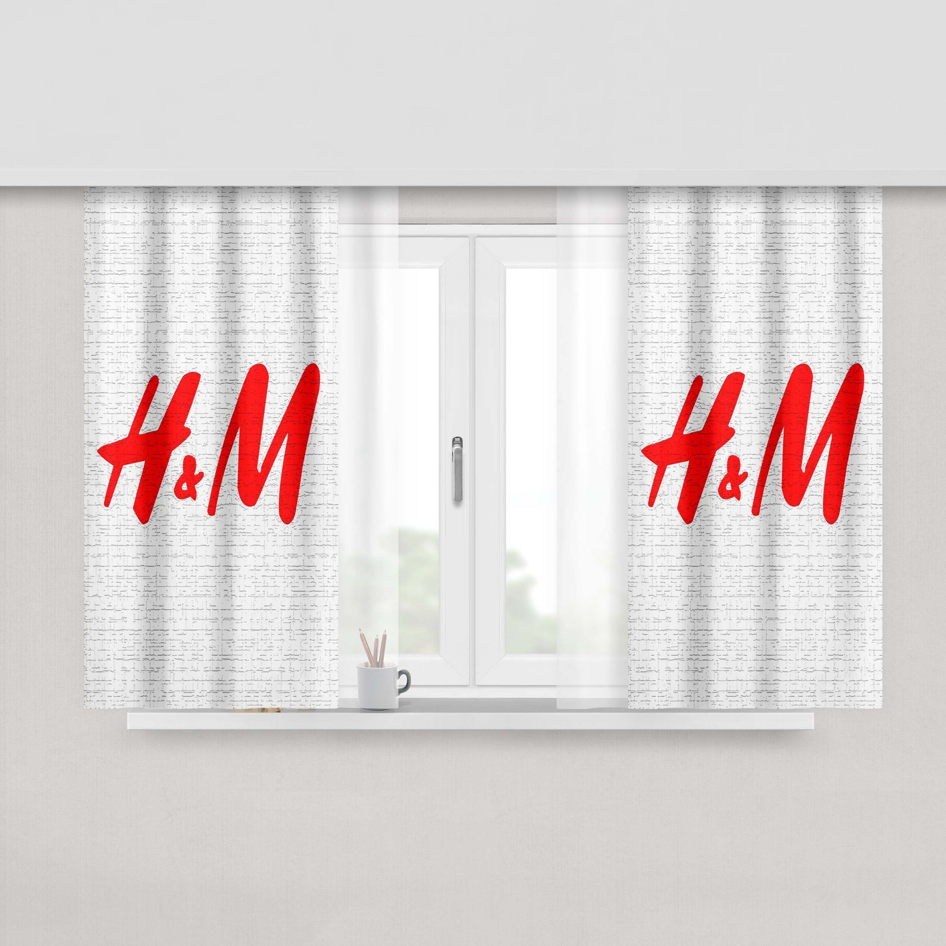 H&M Art Brick Fabric Window Curtains