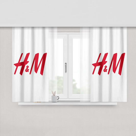 H&M Logo White Background Fabric Window Curtains