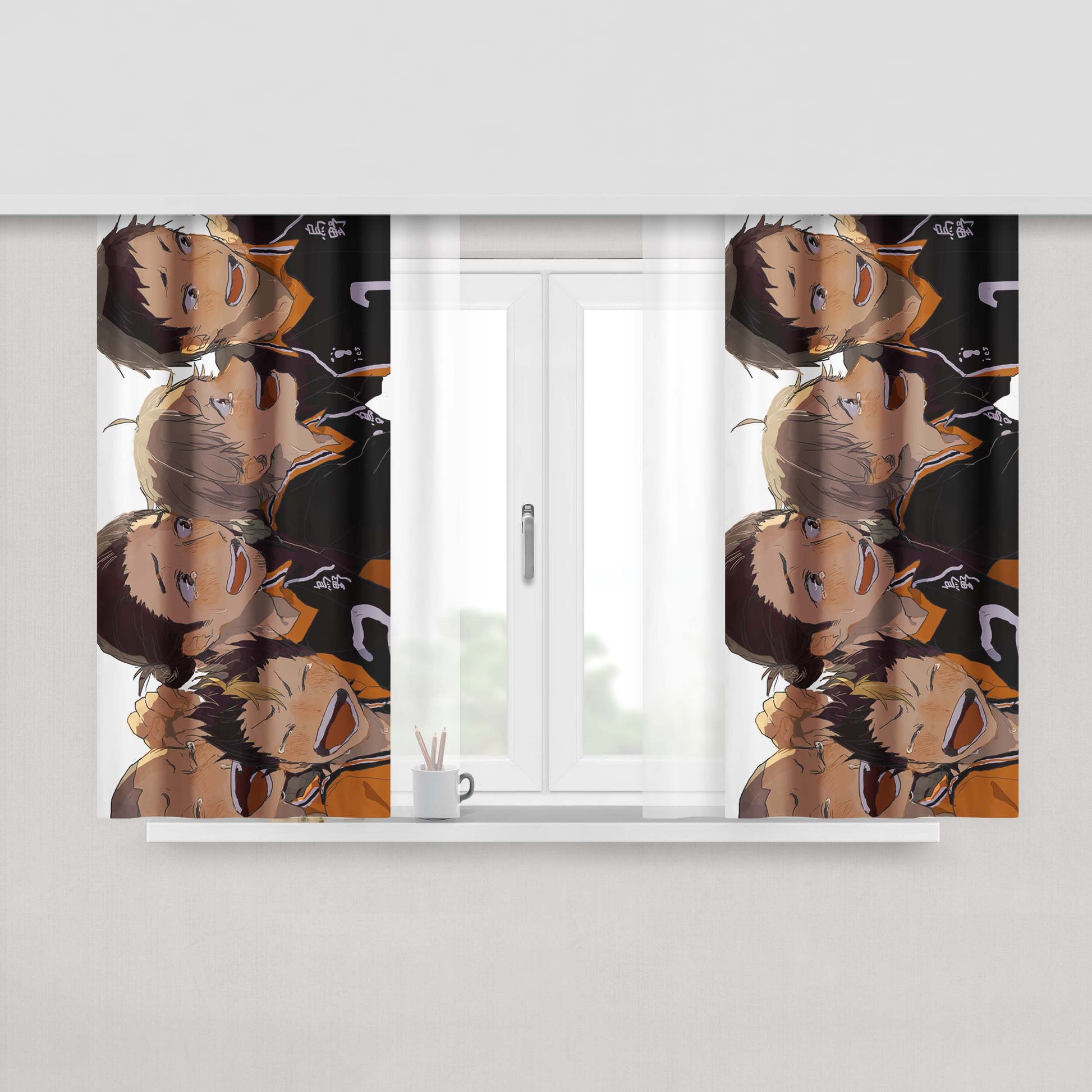Haikyuu Happy Smile Karasuno Team Fabric Window Curtains