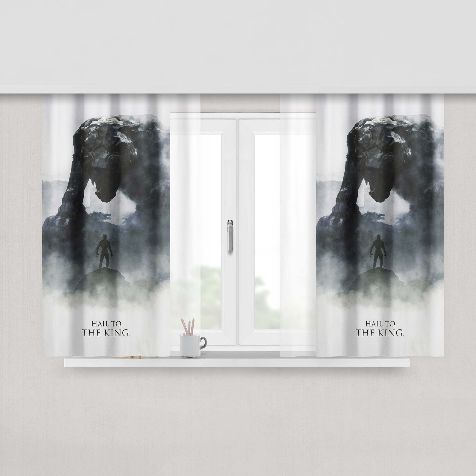 Hail To The King Black Panther Fabric Window Curtains