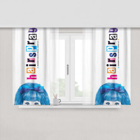 Hairspray Blue Fabric Window Curtains