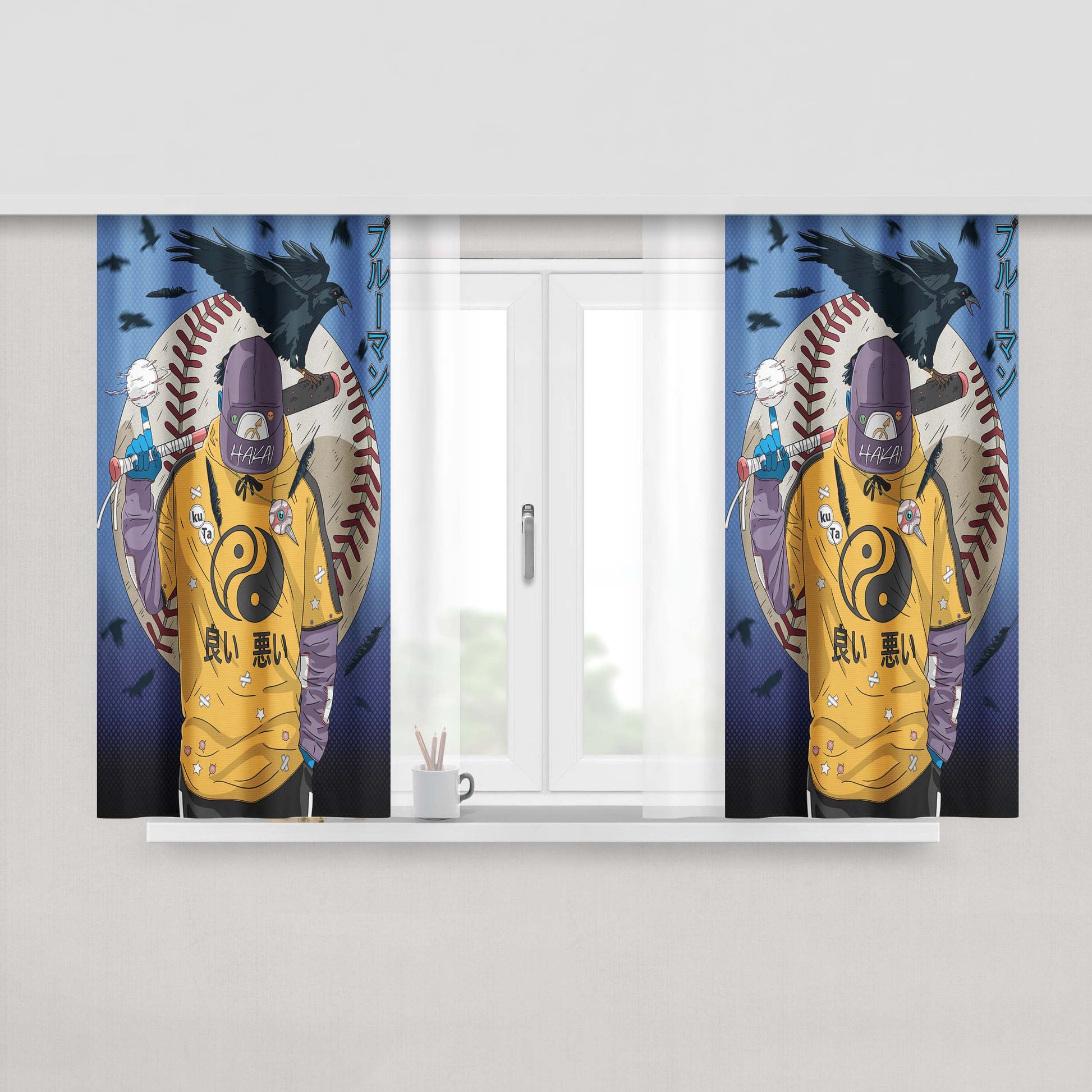 Hakai Ip Lobato Baseball Fabric Window Curtains