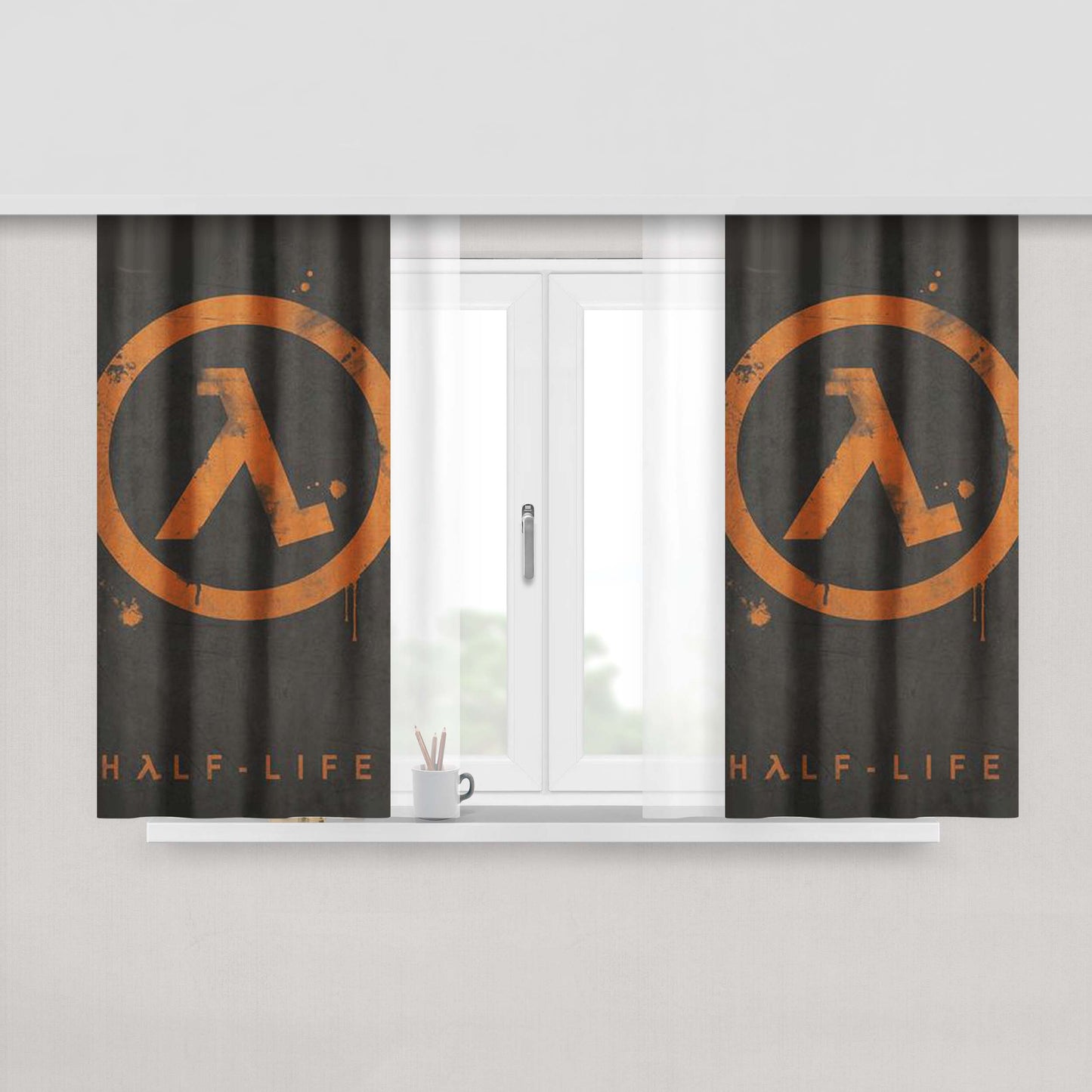 Half Life Paint Fabric Window Curtains