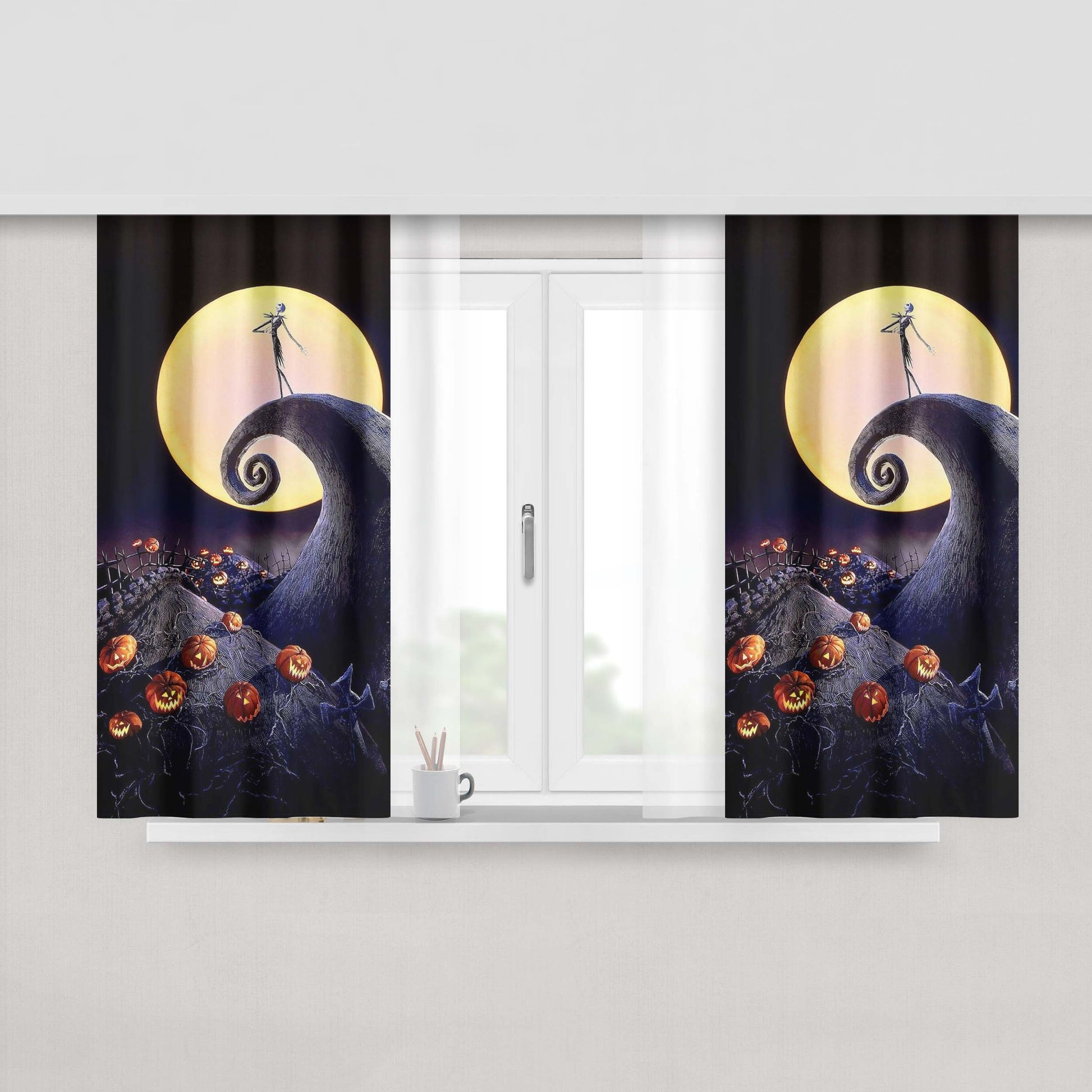 Halloween Full Moon Halloween Fabric Window Curtains