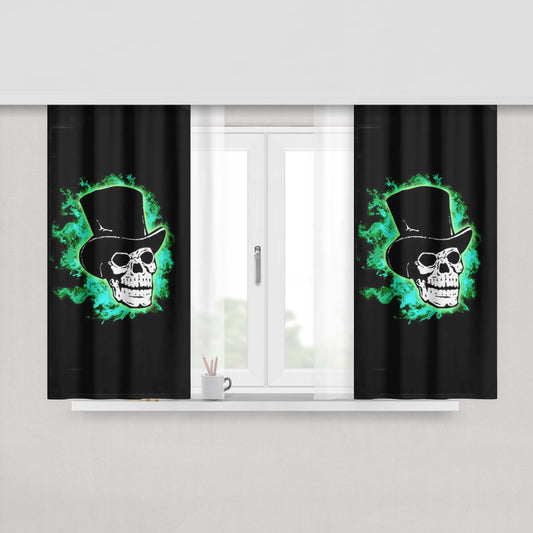 Halloween Haunting Skull Fabric Window Curtains