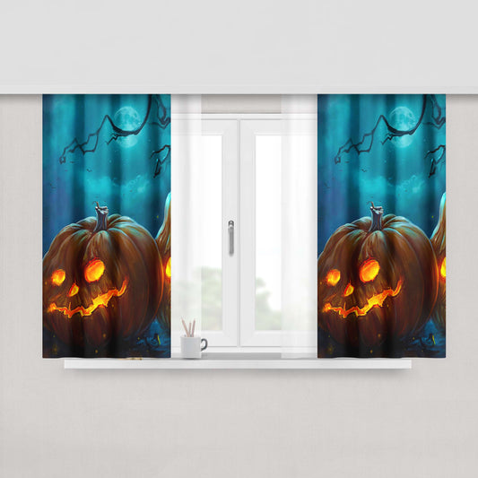 Halloween Night Pumpkins Fabric Window Curtains