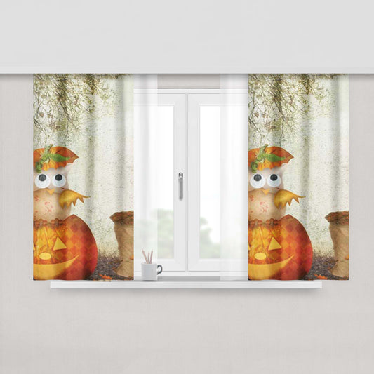 Halloween Owls Fabric Window Curtains