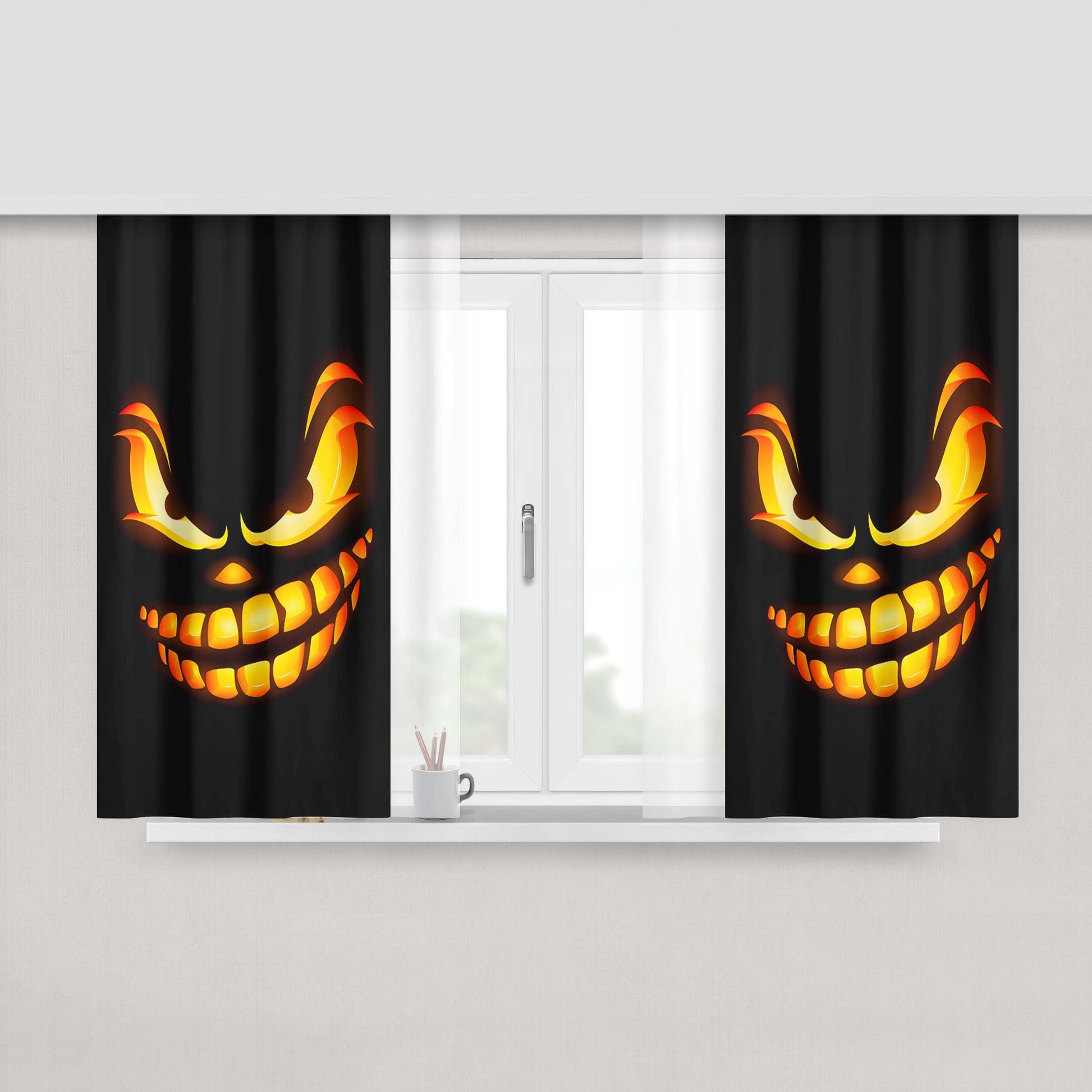 Halloween Smile Fabric Window Curtains