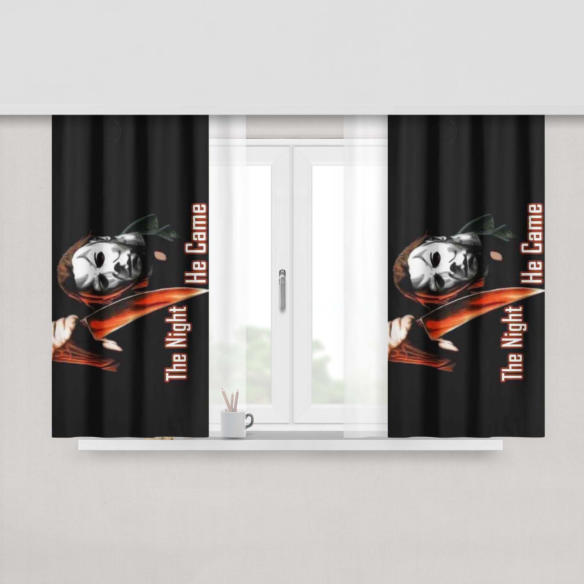 Halloween The Night He Came Knife Fabric Window Curtains