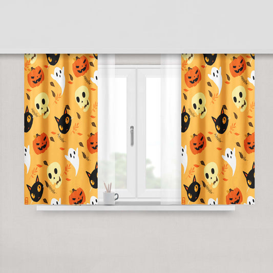 Halloween Wallpaper Fabric Window Curtains