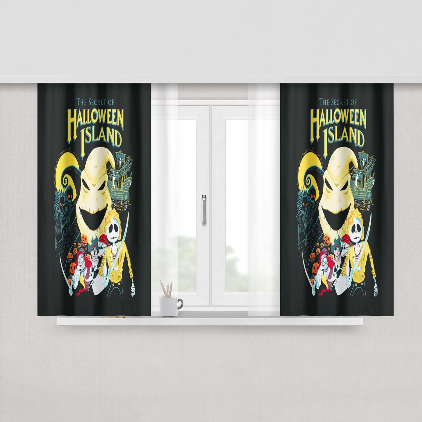 Hallowen Island Fabric Window Curtains