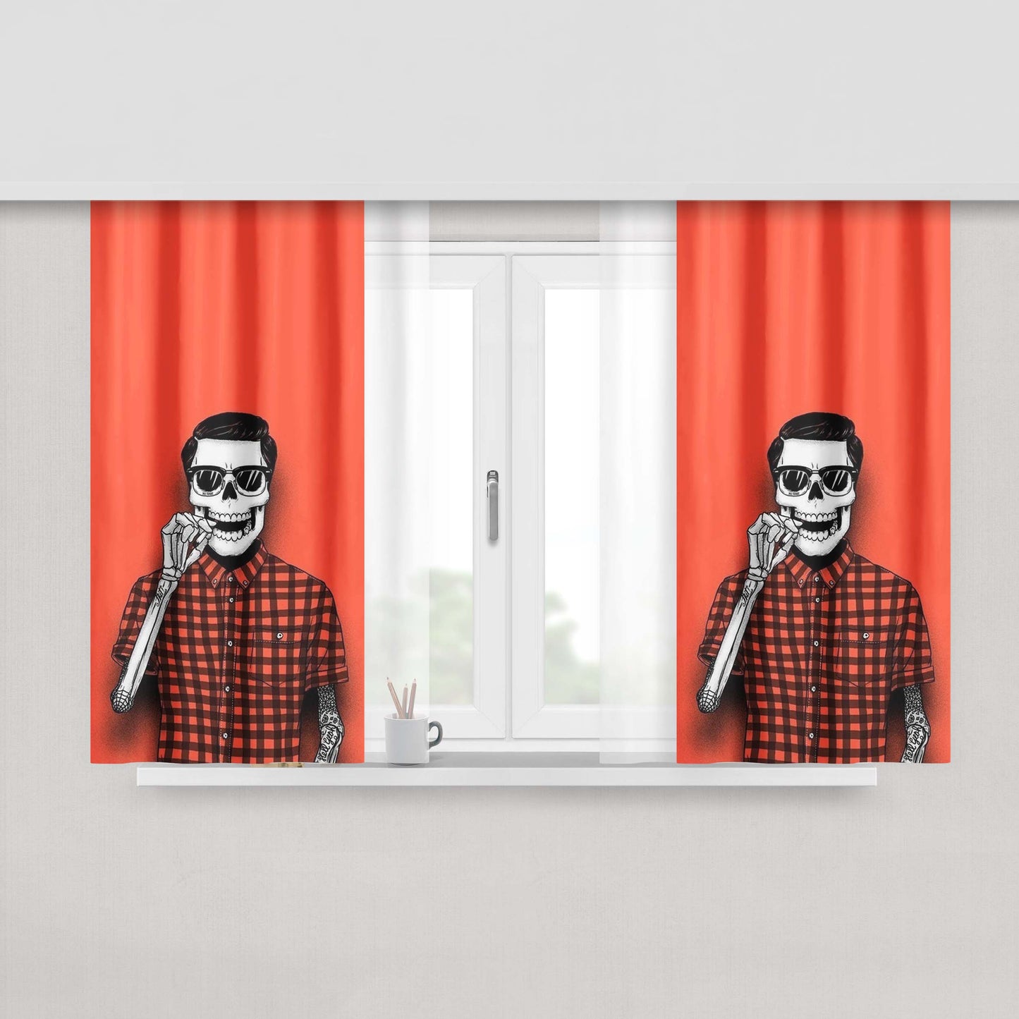 Hallowen Wallpaper Fabric Window Curtains