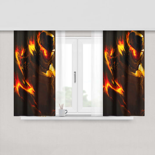 Halo In Flames Fabric Window Curtains