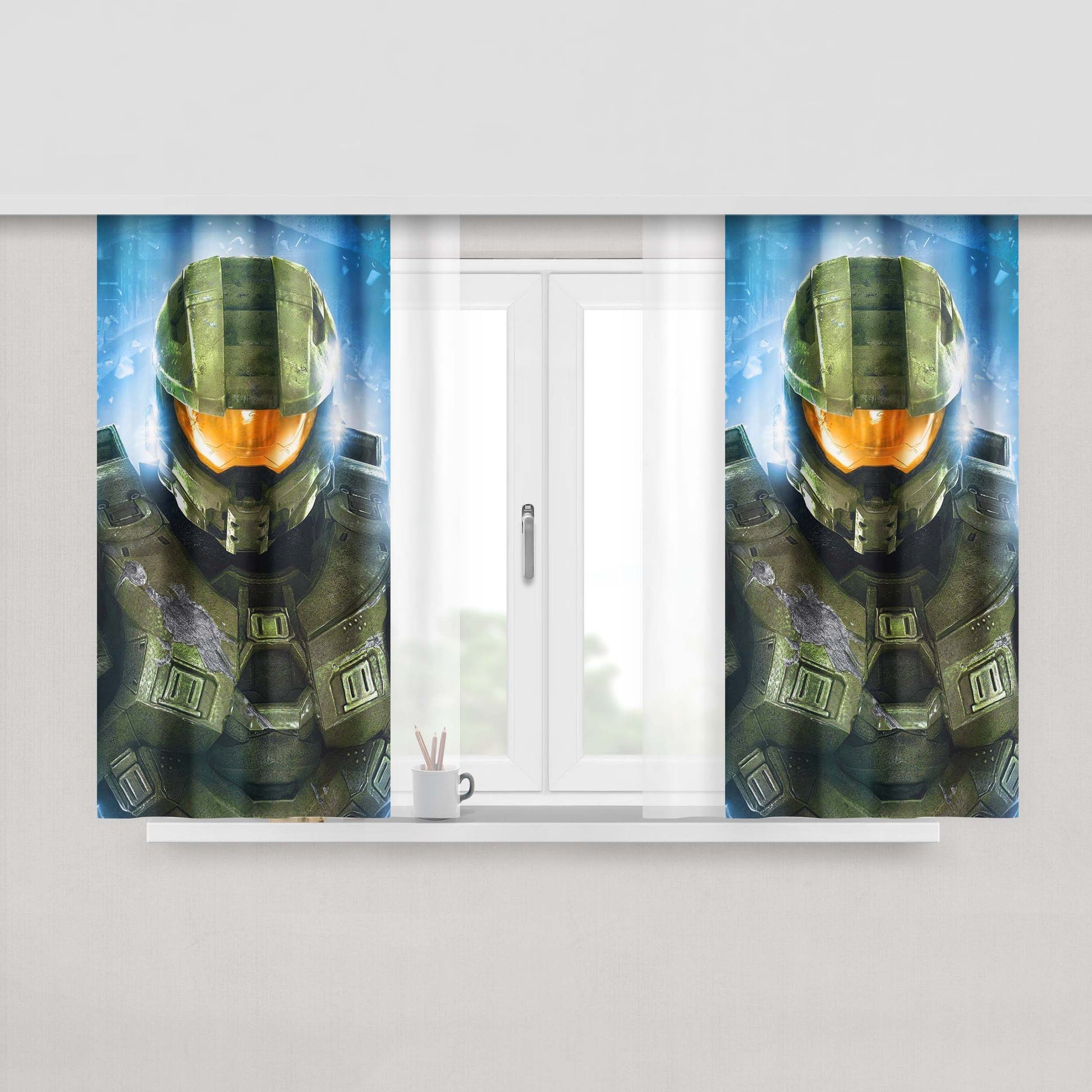 Halo Master Chief Helmet Fabric Window Curtains