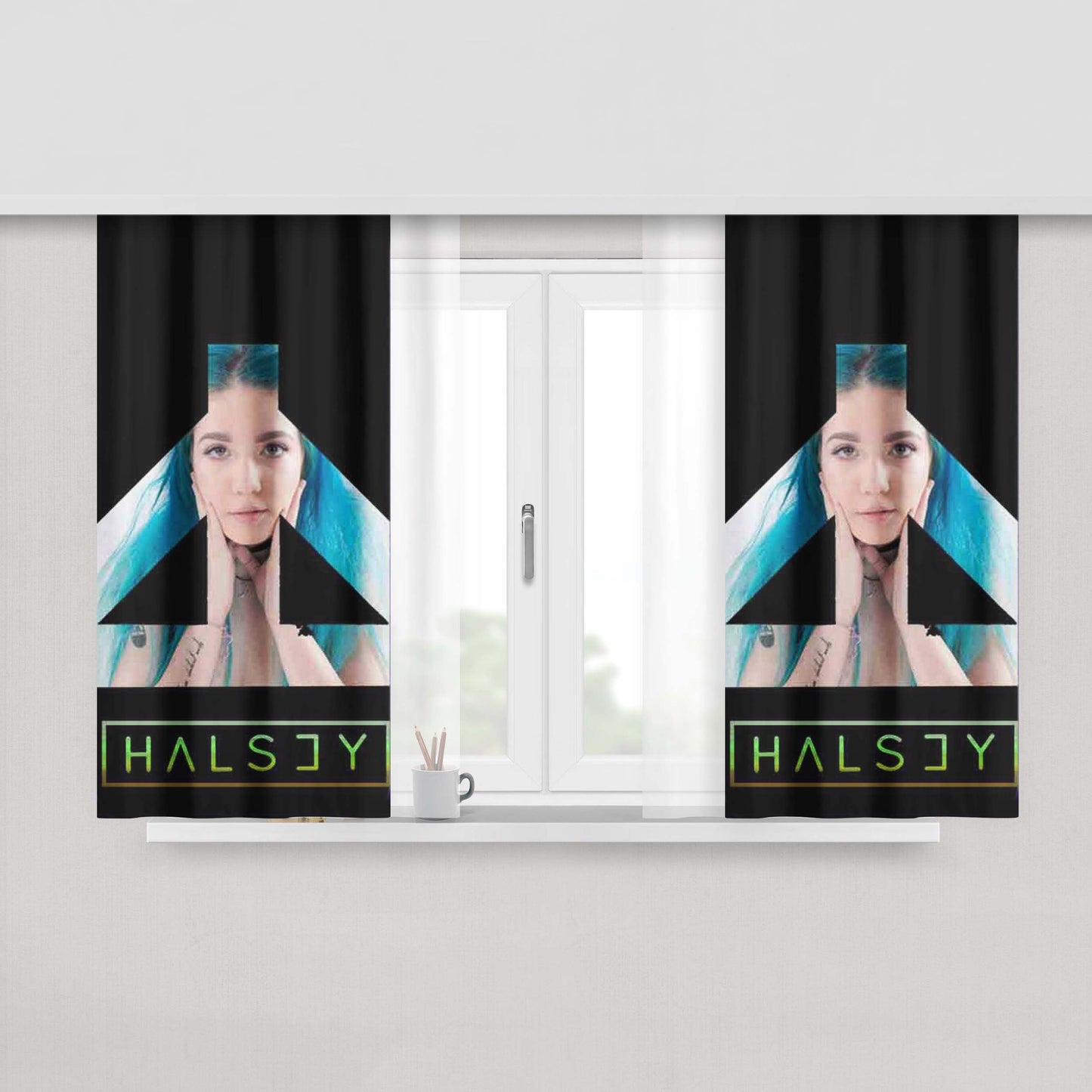 Halsey Photo Shape Two Fabric Window Curtains