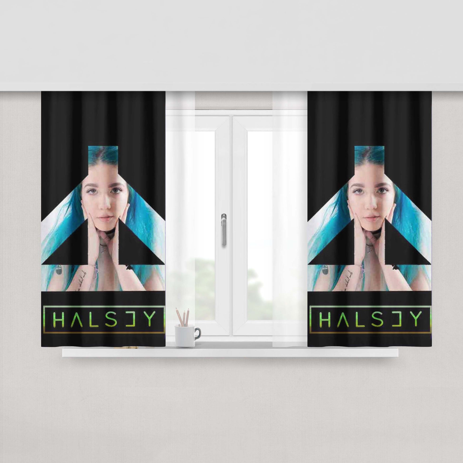 Halsey Photo Shape Two Fabric Window Curtains