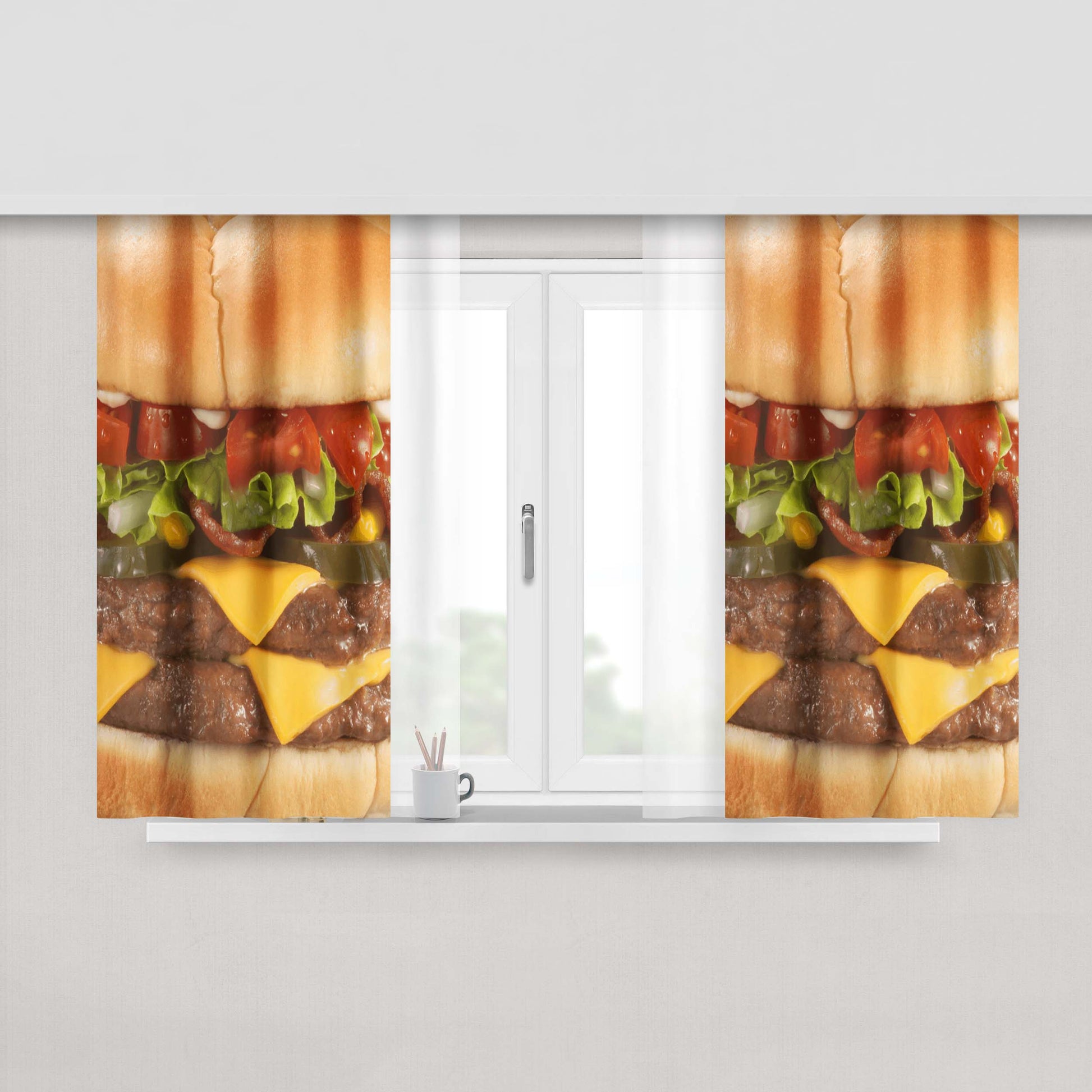 Hamburger Fabric Window Curtains