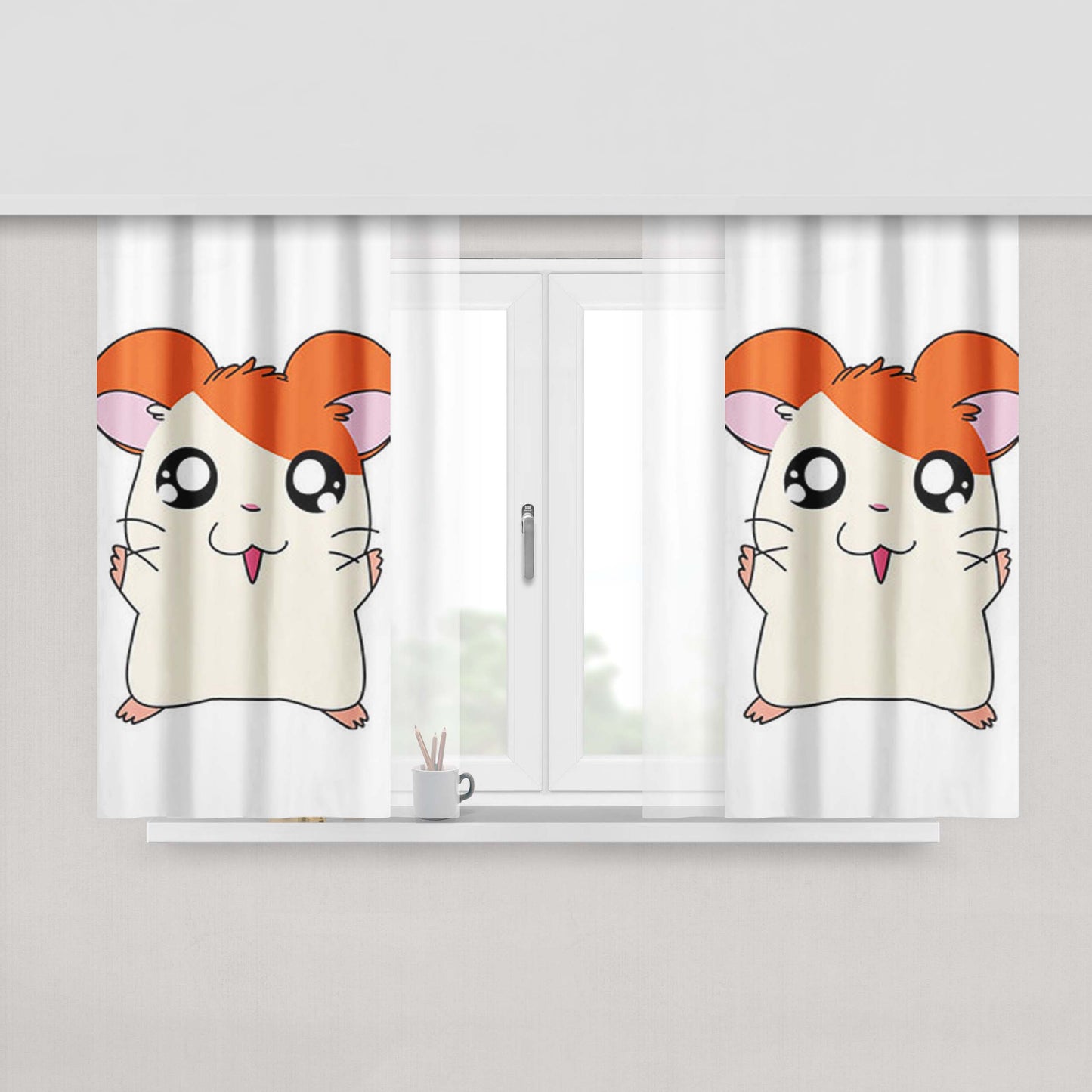 Hamtaro Cute Face Fabric Window Curtains