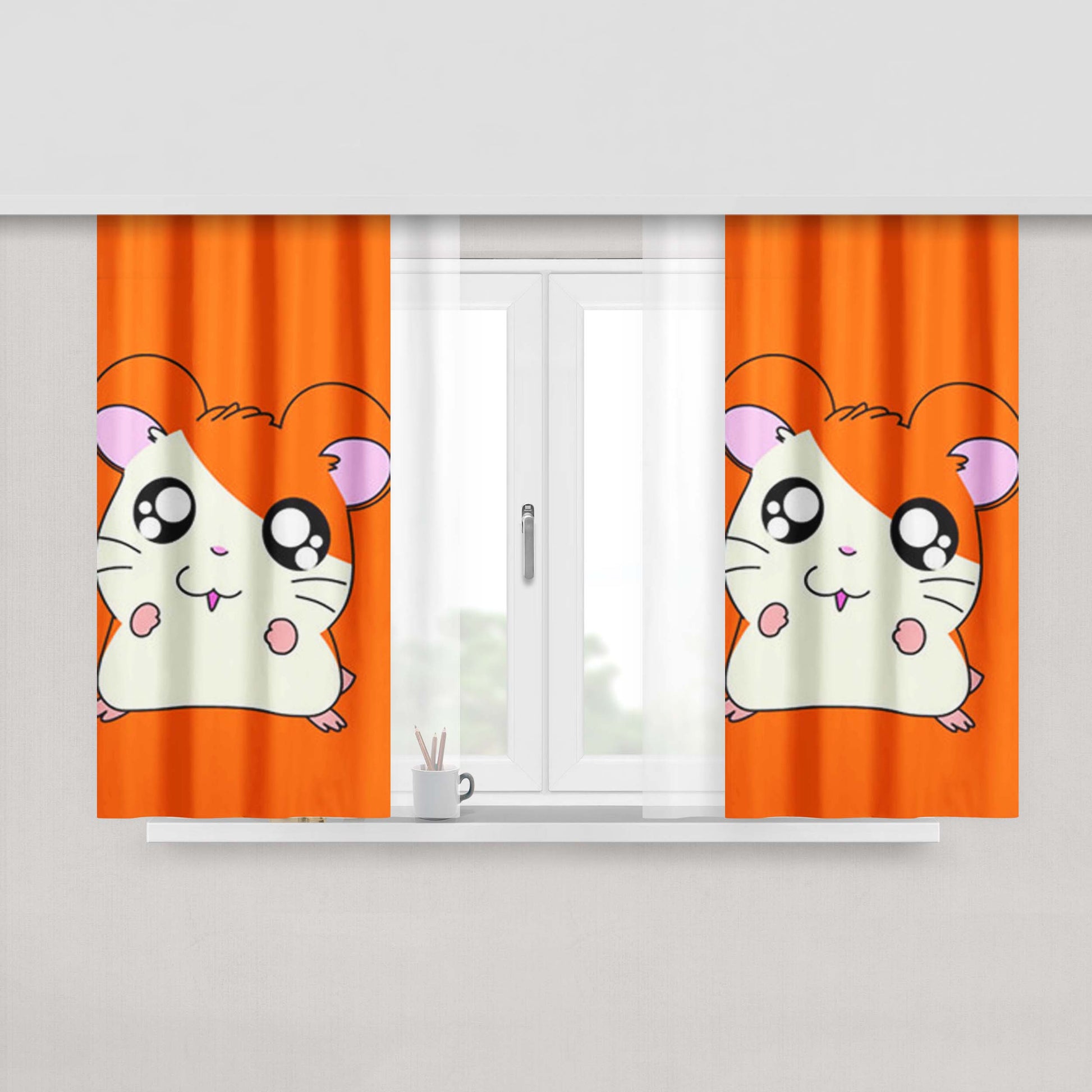 Hamtaro Cute Orange Fabric Window Curtains