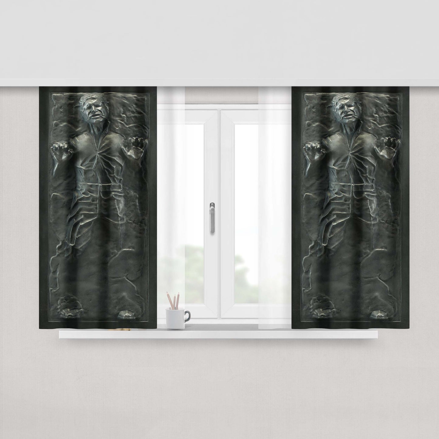 Han Solo Frozen In Black Carbonite Fabric Window Curtains