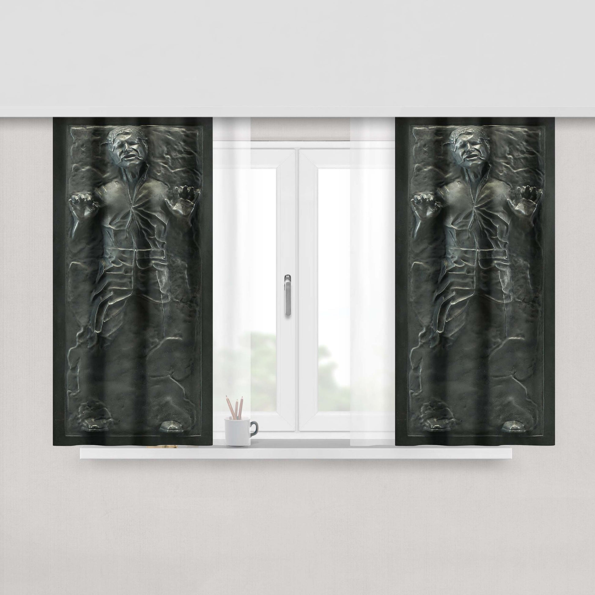 Han Solo Frozen In Black Carbonite Fabric Window Curtains