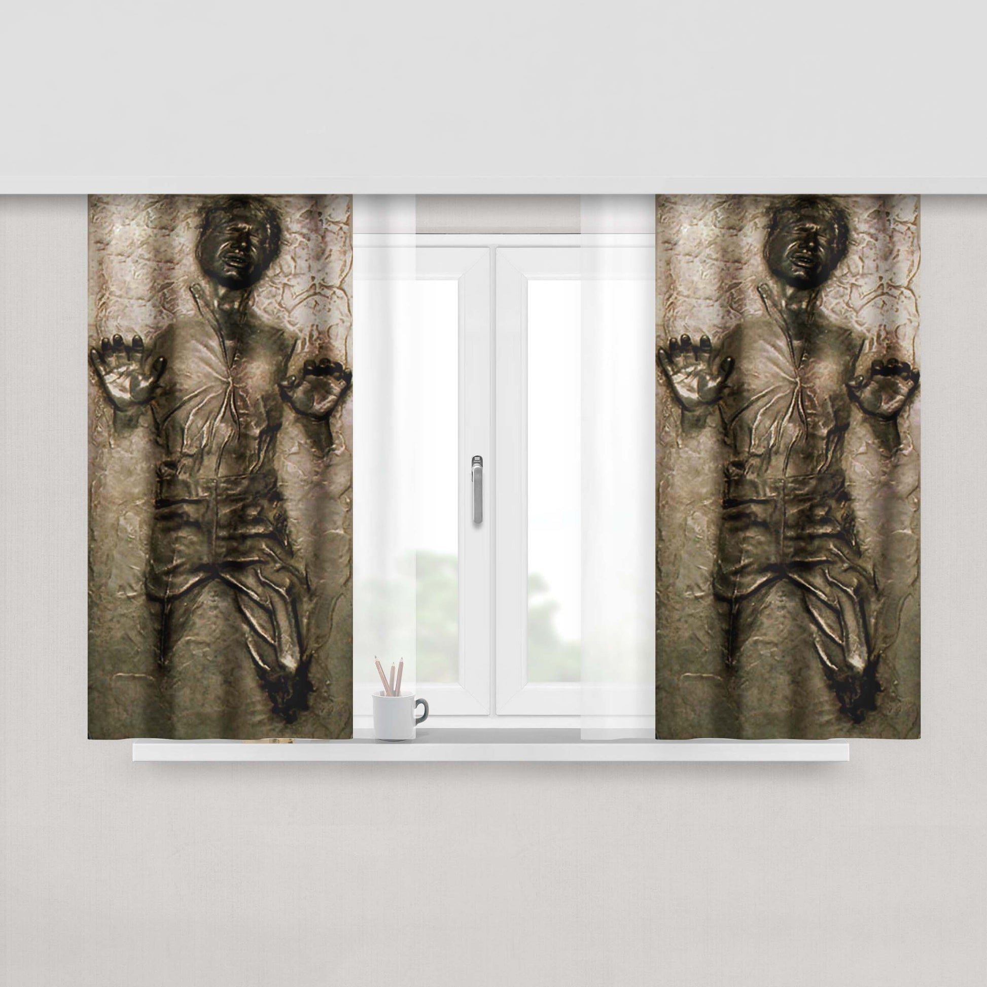 Han Solo In Carbonite Star Wars Art Wallpaper Fabric Window Curtains