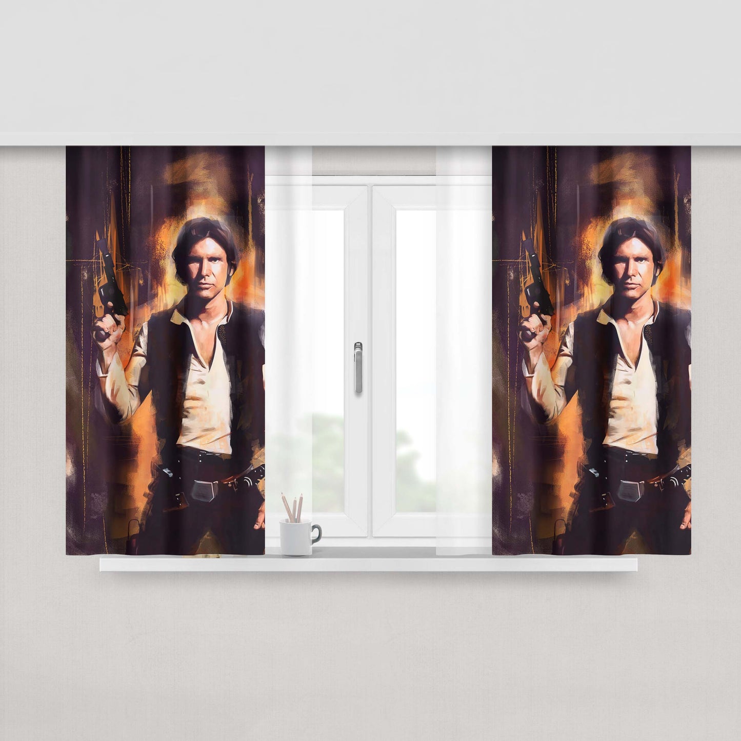Han Solo Star Wars Art Movie Wallpaper Fabric Window Curtains