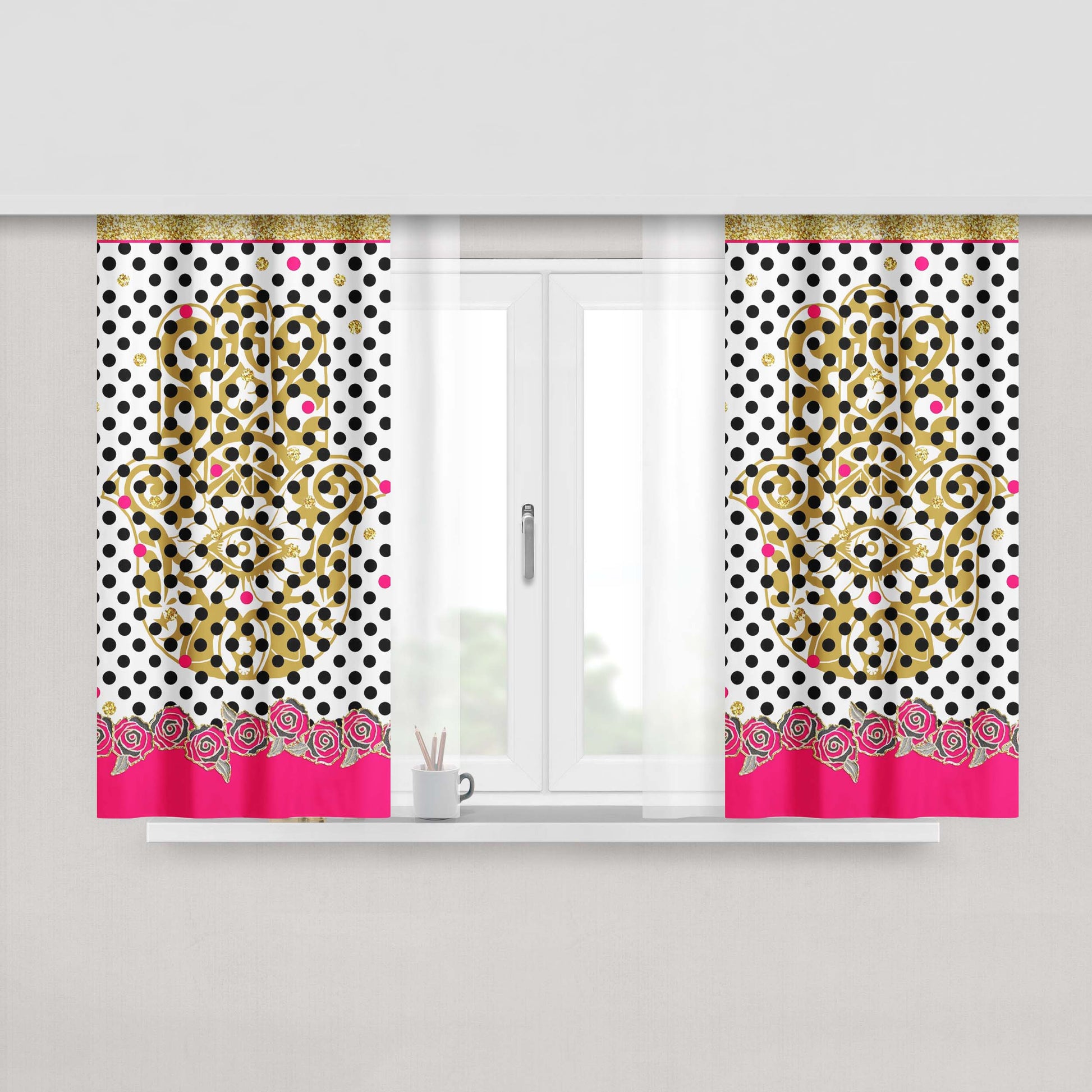 Hand Drawing Fabric Window Curtains