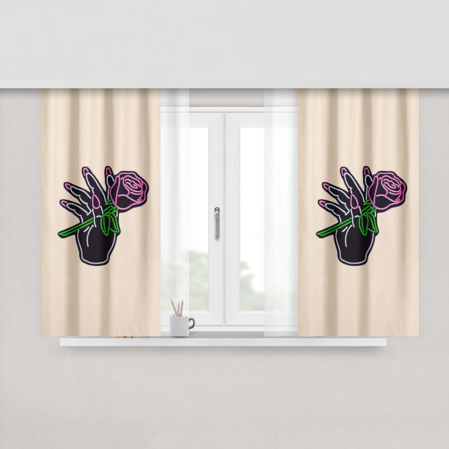 Hand Me The Flower Wallpaper Fabric Window Curtains