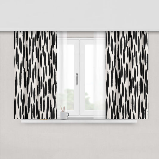 Hand Painted Black Spots Fabric Window Curtains