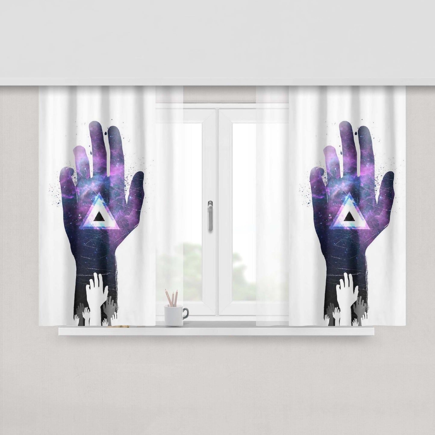 Hand Triangle Fabric Window Curtains