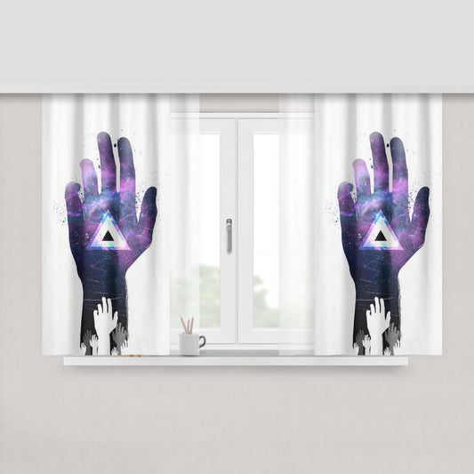 Hand Triangle Fabric Window Curtains